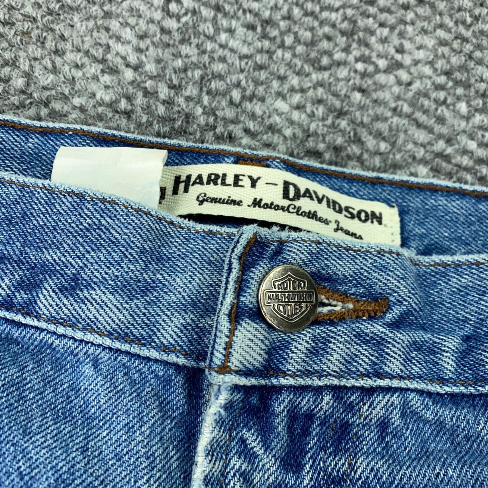 Harley Davidson VINTAGE Harley-Davidson Men's Jeans Size 36 Waist Blue Straight Fit Distressed Motorcycle Biker Size US 36 / EU 52 - 5 Thumbnail