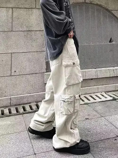 Japanese Brand Street style multi-pocket straight wide-leg cargo trousers Size US 32 / EU 48 - 2 Thumbnail