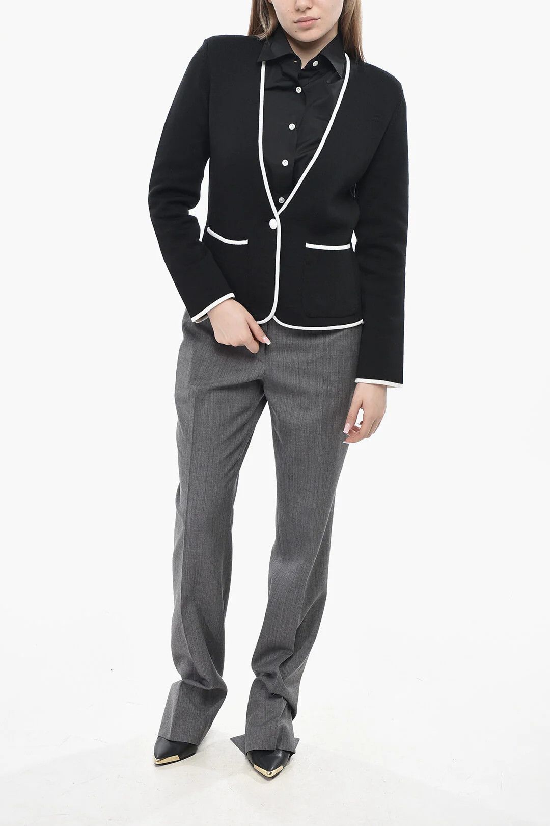 Thom Browne og1mm0426 Virgin Wool Cardigan in Black Size M / US 6-8 / IT 42-44 - 4 Thumbnail