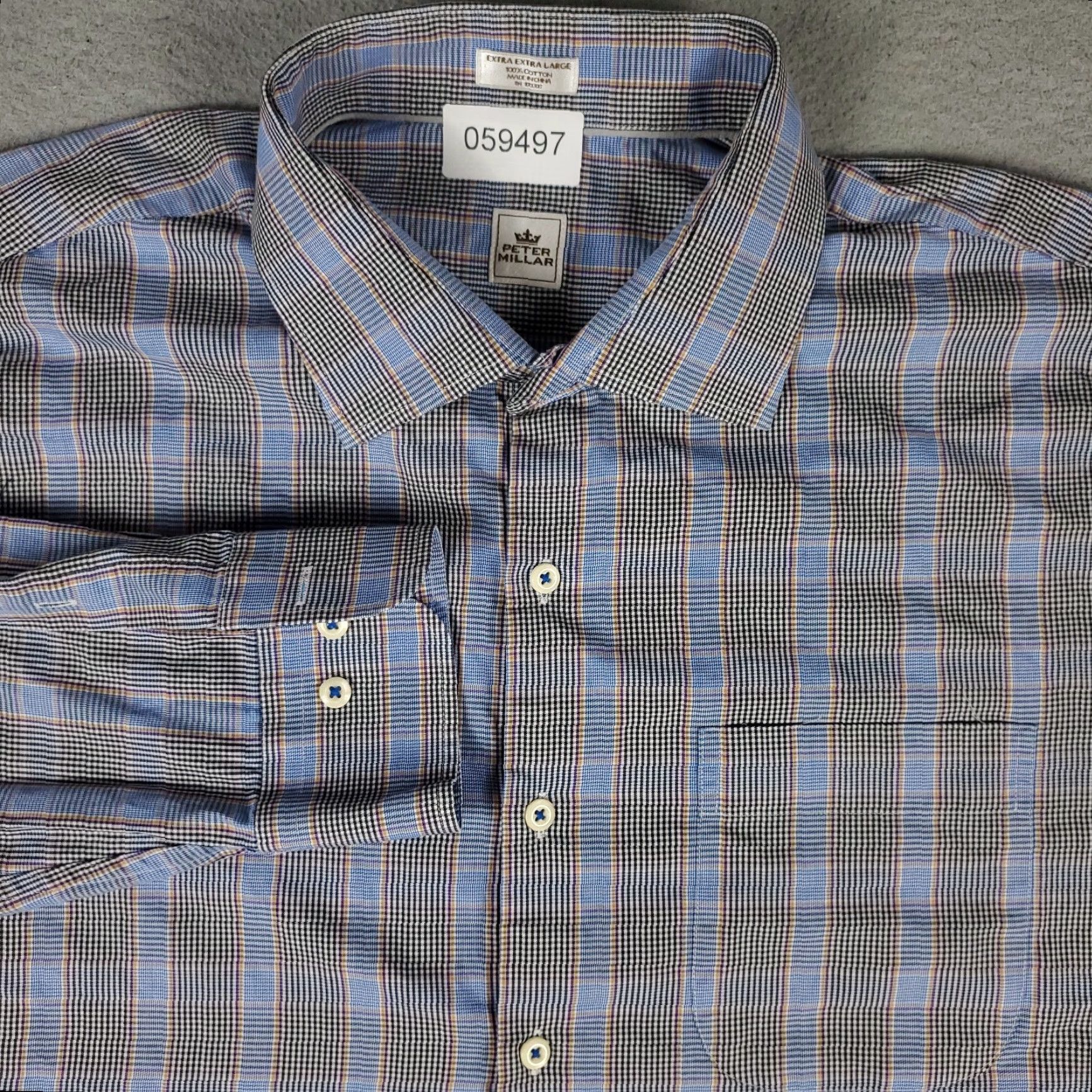 Peter Millar Peter Millar Button-Up Shirt 2XL Blue Plaid Long Sleeve Mens Size US XXL / EU 58 / 5 - 2 Thumbnail