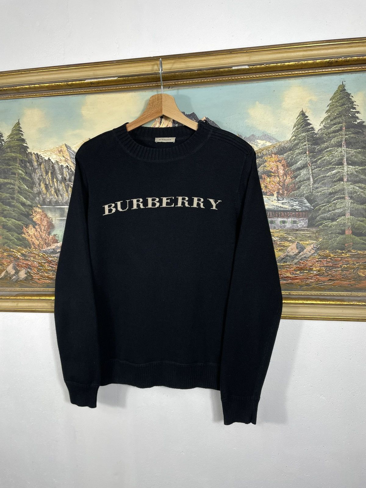 Burberry × Designer Burberry Black Jumper Sweater Knitwear Pull Old Money Luxury Size S / US 4 / IT 40 - 2 Thumbnail