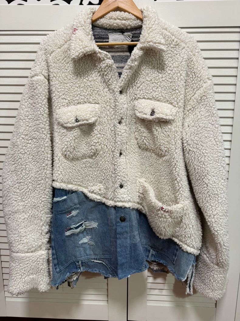 Greg Lauren greg lauren Fleece denim paneled jacket 2502-Nextarrow Size US XL / EU 56 / 4 - 1 Thumbnail