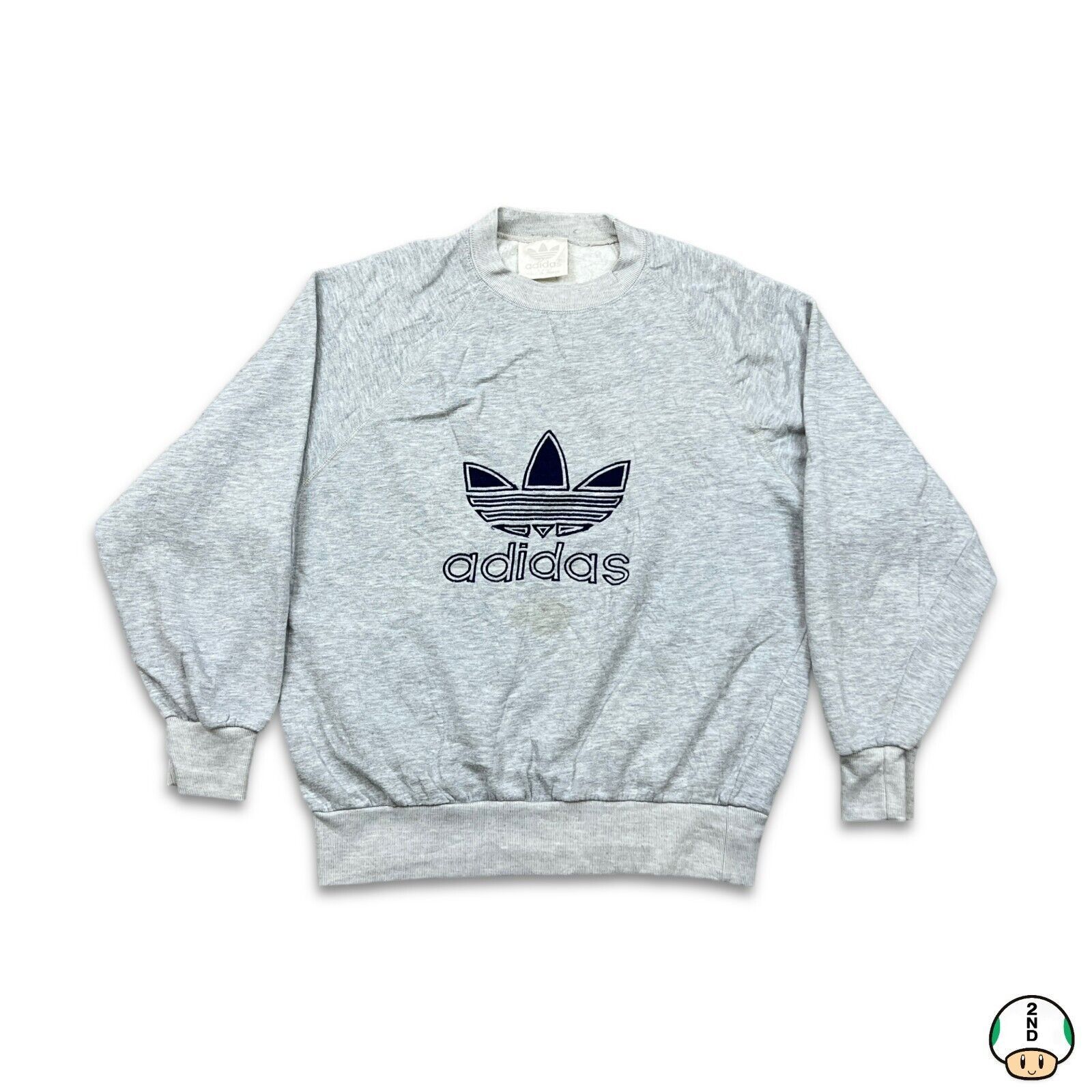 Adidas × Vintage VTG Adidas Sweatshirt Small Trefoil Spell Out 90s Crewneck Size US S / EU 44-46 / 1 - 1 Thumbnail