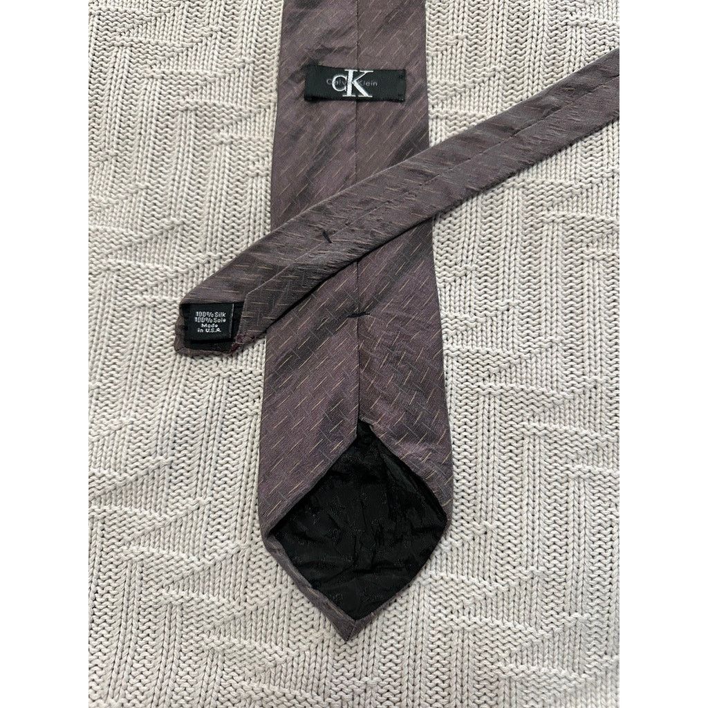 Calvin Klein Calvin Klein maroon metallic silk tie Size ONE SIZE - 2 Thumbnail