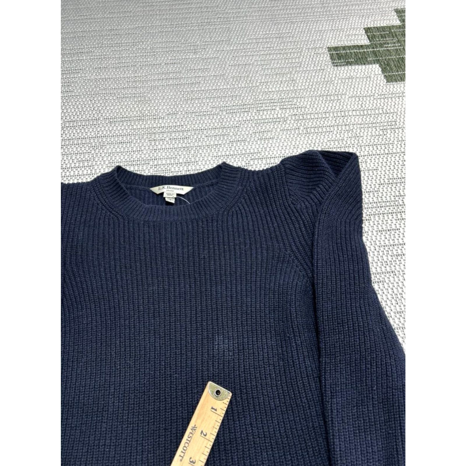 Vintage VINTAGE LK Bennett Sweater Womens Small Blue Cotton Ribbed Tight Knit Puff Sleeve Cozy Size S / US 4 / IT 40 - 4 Thumbnail