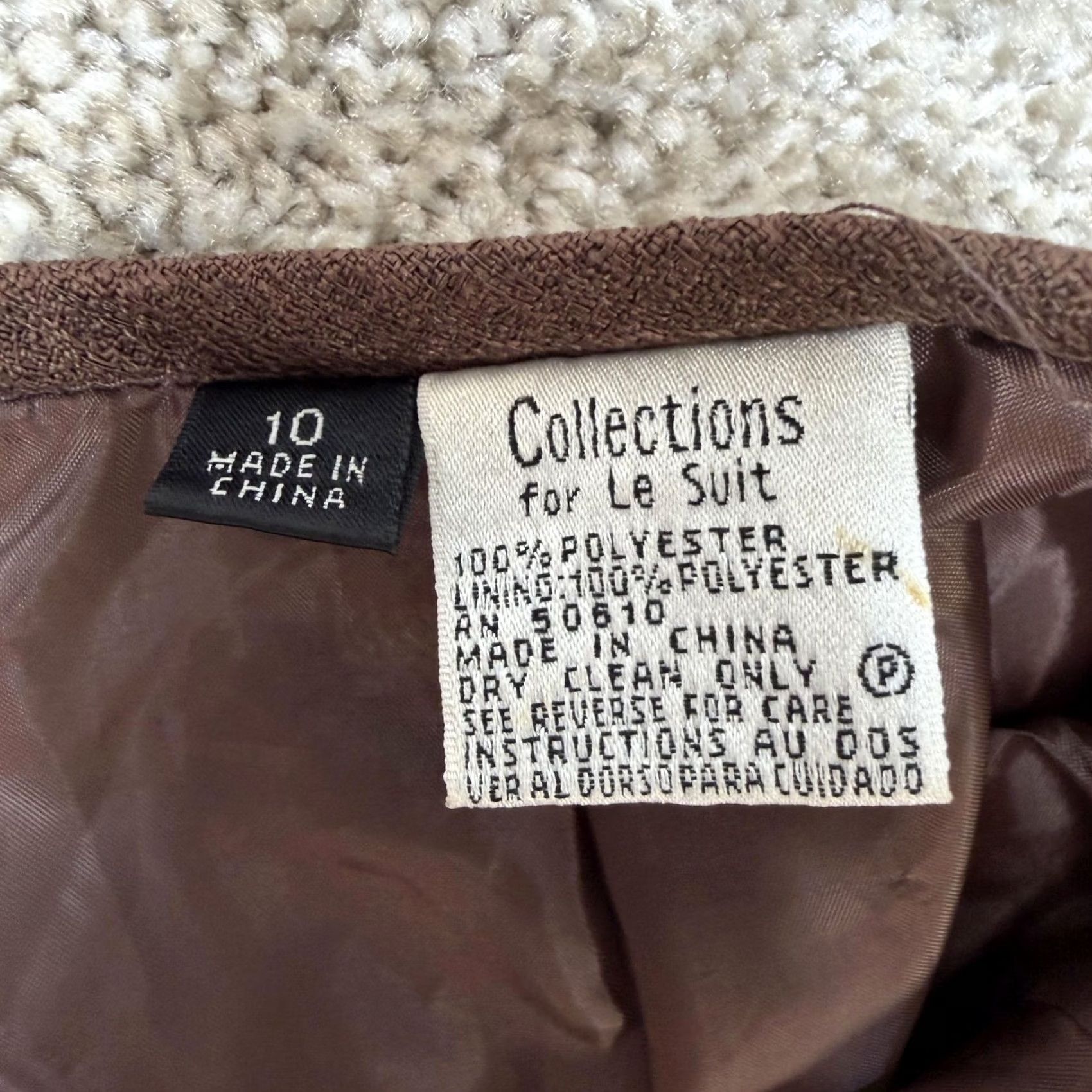 Vintage VINTAGE Le Suit Skirt Womens 10 Brown Twill Pencil Midi Lined Back Slit Office Size 32" / US 10 / IT 46 - 2 Thumbnail