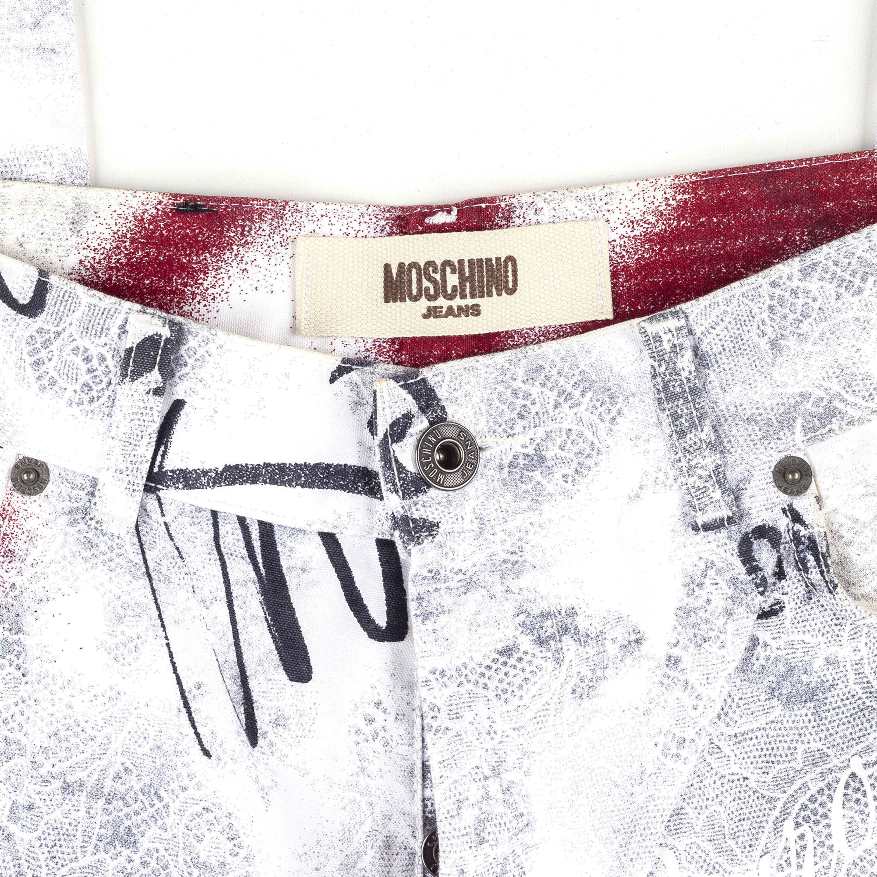 Moschino Moschino Jeans Peace Anarchy White Vintage Pants (XS) Size 25" / US 0 / IT 36 - 5 Thumbnail