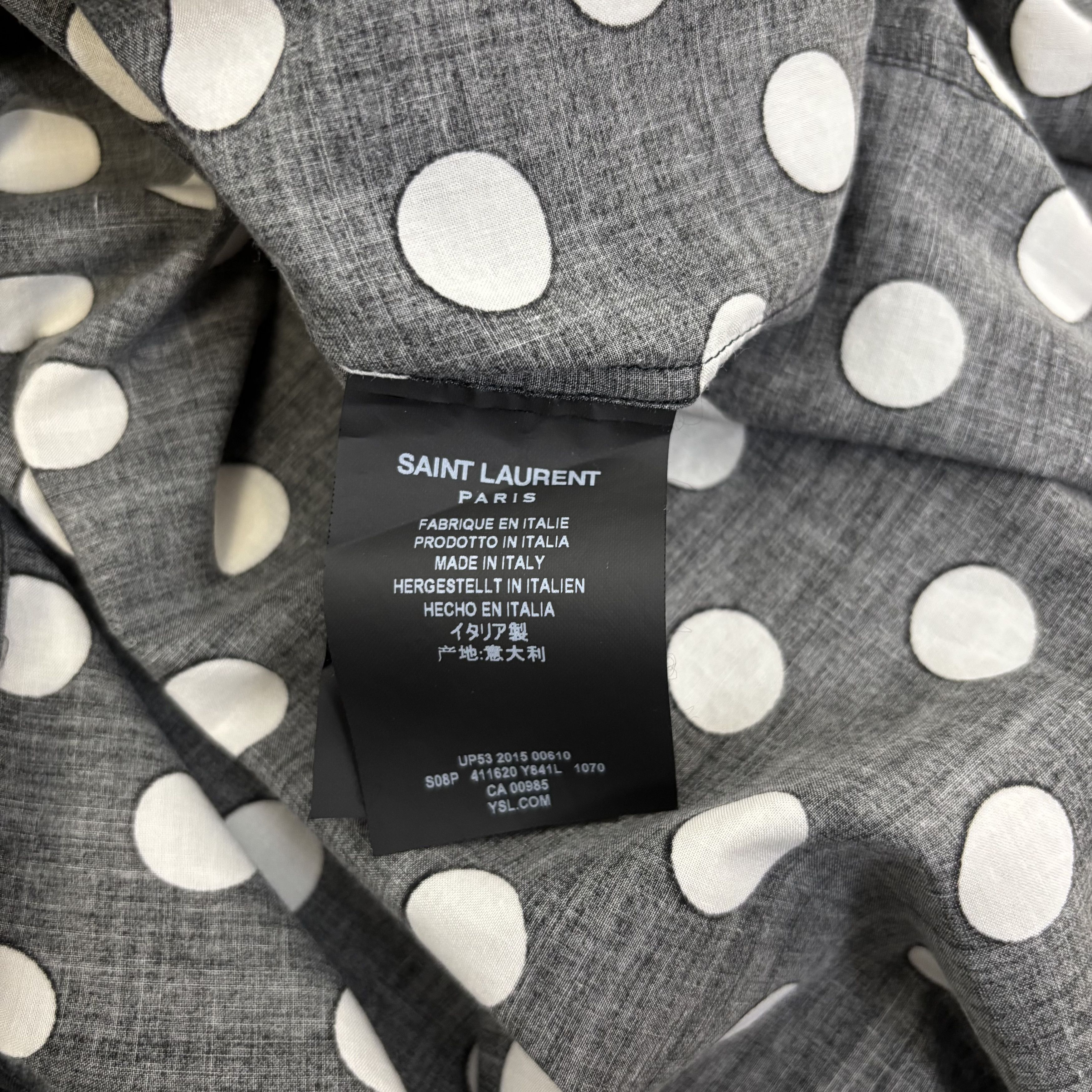 Saint Laurent Paris Hedi Slimane Saint Laurent 2014 Silk Polka Dots Shirt Size US L / EU 52-54 / 3 - 4 Thumbnail