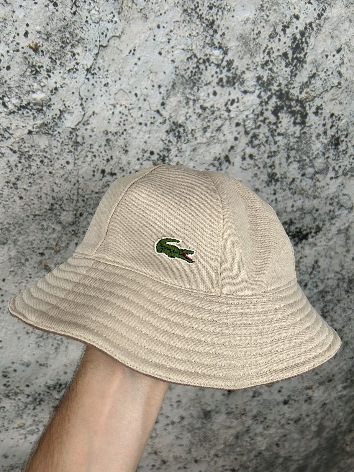 Lacoste Vintage Vintage Lacoste Reversible Bucket Hat Beige Brown Hype Rare Grailed