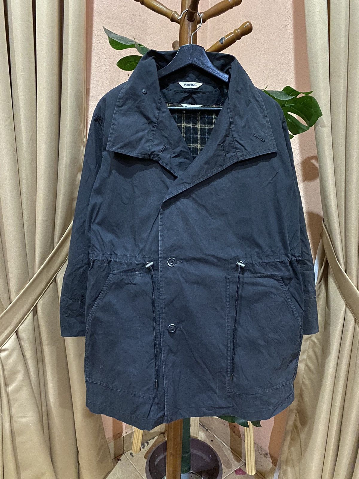 Issey Miyake Plantation Oversized Coat with Plaid Lining – Black Size US L / EU 52-54 / 3 - 1 Thumbnail