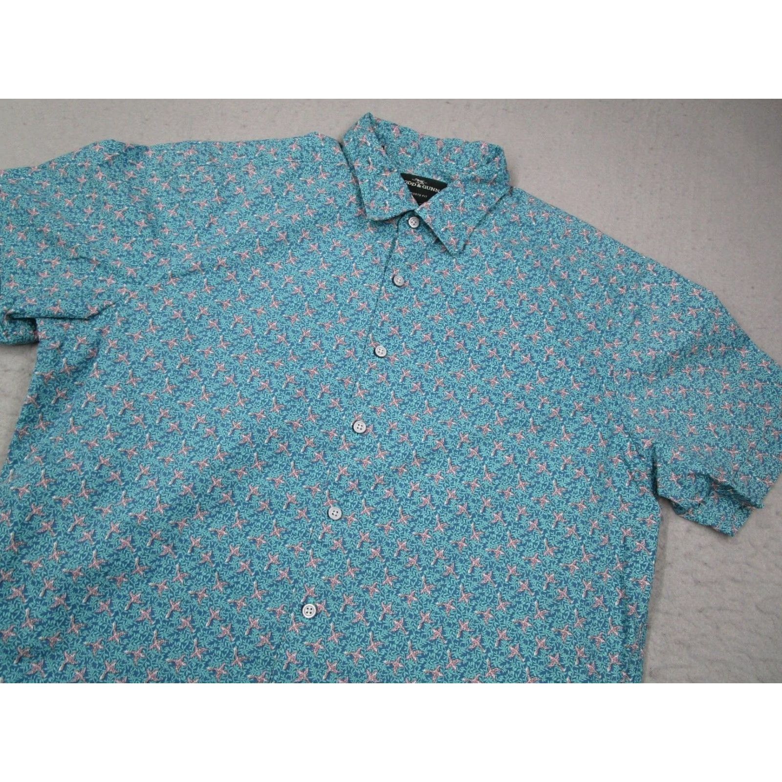 Rodd & Gunn VINTAGE? No, actually not vintage. Title: Rodd & Gunn Shirt Men XL Blue Floral Short Sleeve Button-Up AOP Birds Casual Workwear Size US XL / EU 56 / 4 - 2 Thumbnail