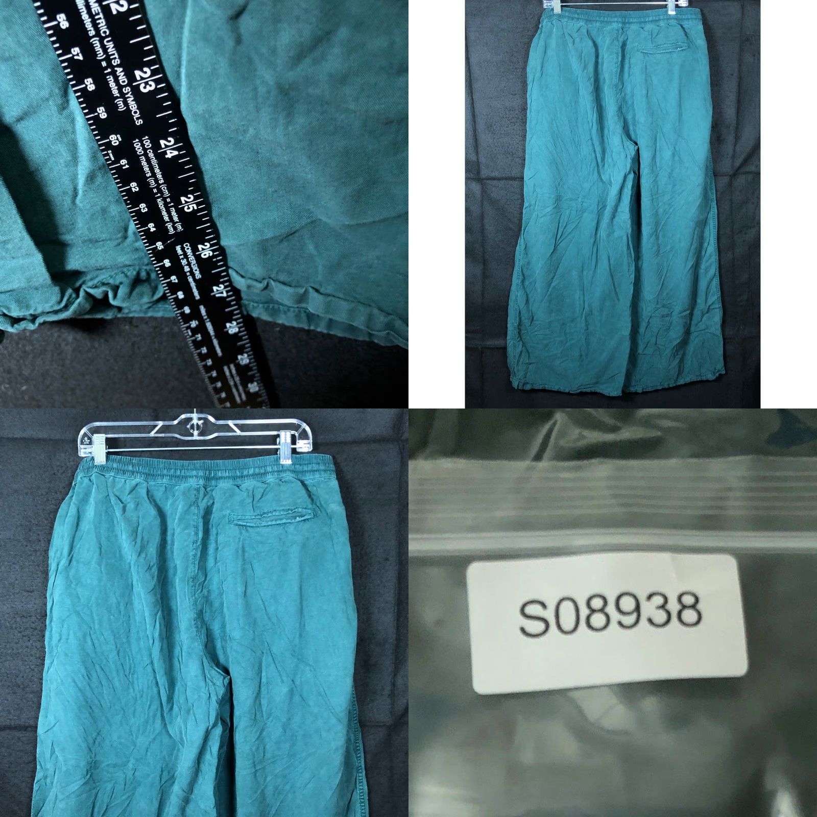 Vintage Aerie Womens Pants Dark Teal High Rise Pull On Wide Leg Paperbag Large Size 36" / US 14 / IT 50 - 8 Thumbnail