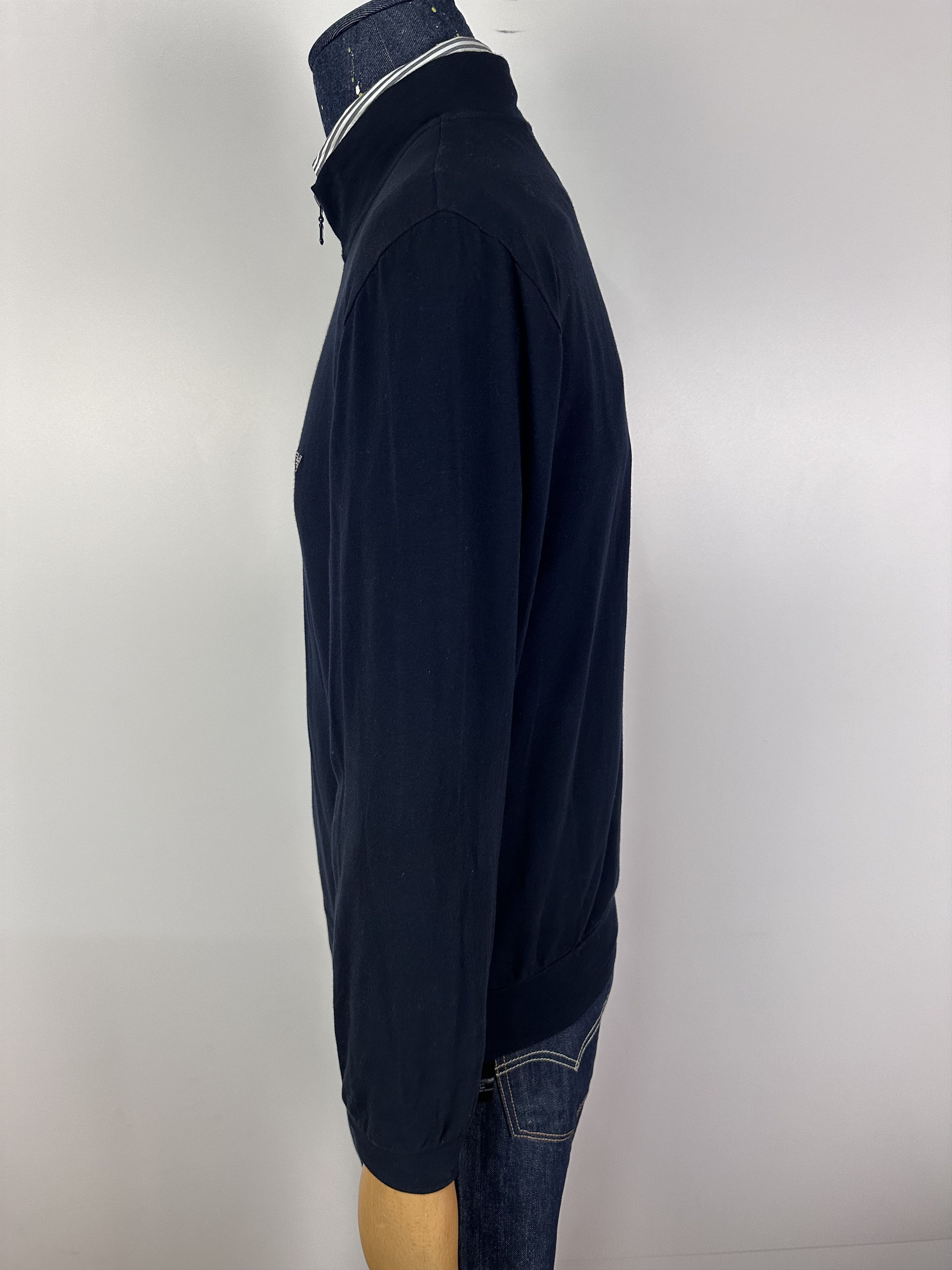 Emporio Armani Emporio Armani Full Zip Sweater Cotton Pullover Blue Size L Size US L / EU 52-54 / 3 - 7 Thumbnail