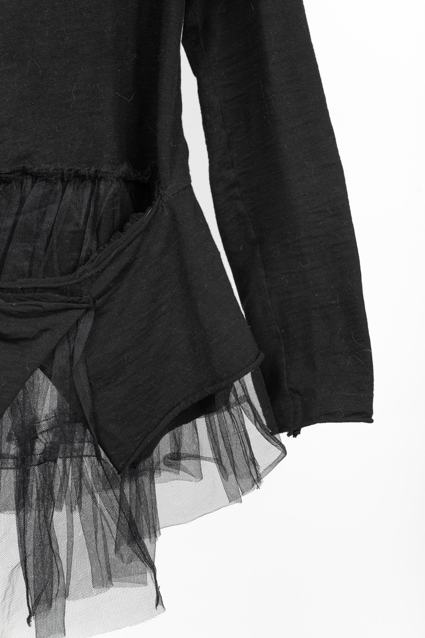 Rundholz Rundholz Black Label Black Cotton-Jersey Tulle-Hem T-Shirt Size S / US 4 / IT 40 - 5 Thumbnail