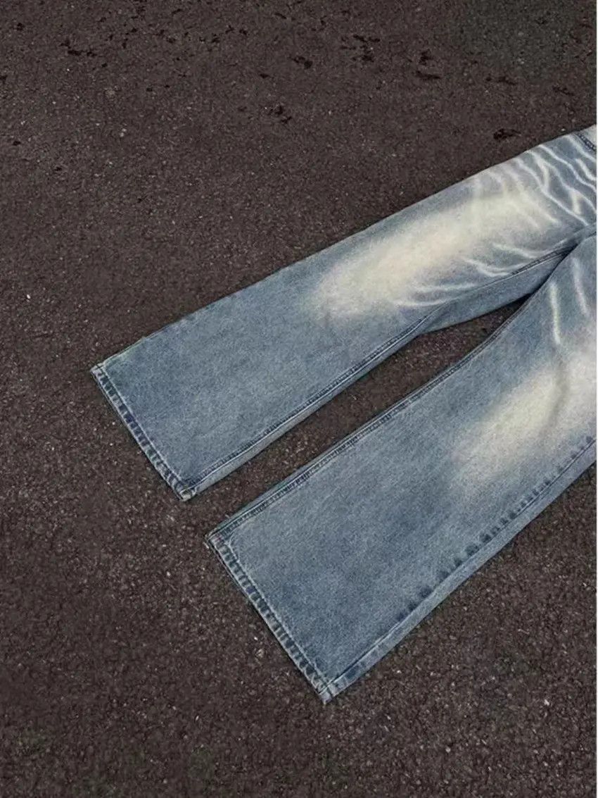 Designer × Japanese Brand Washed Faded Blue Wide Leg Denim Trousers Size US 30 / EU 46 - 5 Thumbnail