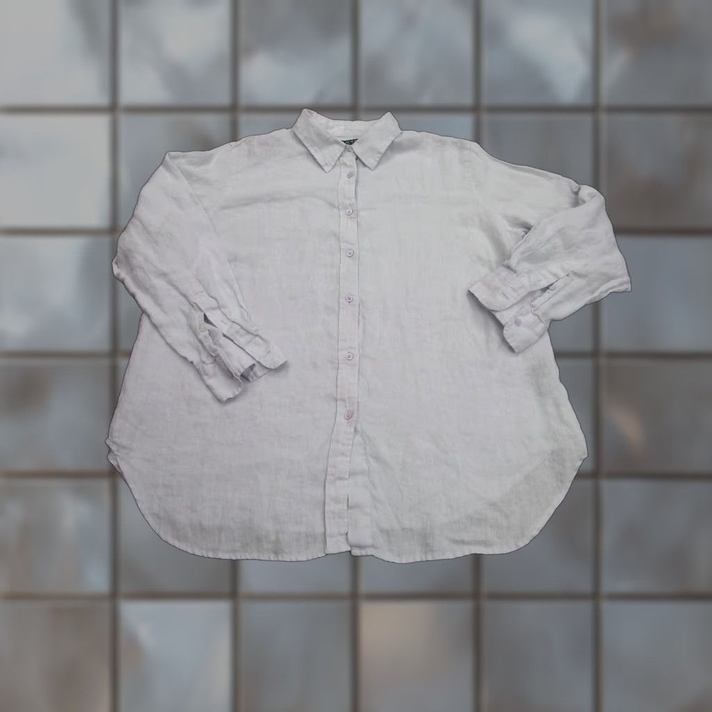Ralph Lauren Lauren Ralph Lauren Shirt Womens 1X Purple 100% Linen Button Front Casual Size XL / US 12-14 / IT 48-50 - 1 Thumbnail