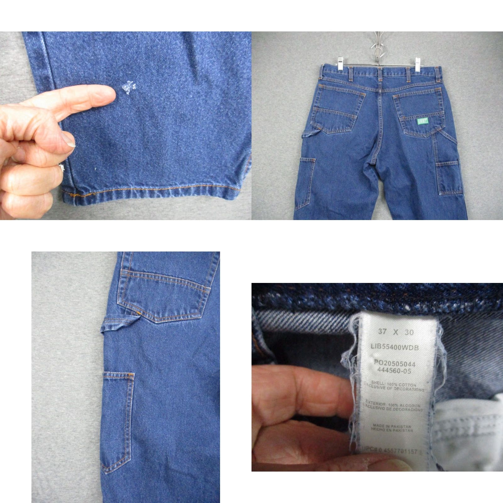 Denime Liberty Carpenter Jeans 37x30 Mens Denim Distressed Hammer Loop Work Outdoor Jeans (Carpenter) Bootcut Regular Comfort Logo Blue 90s? Size US 37 - 8 Thumbnail