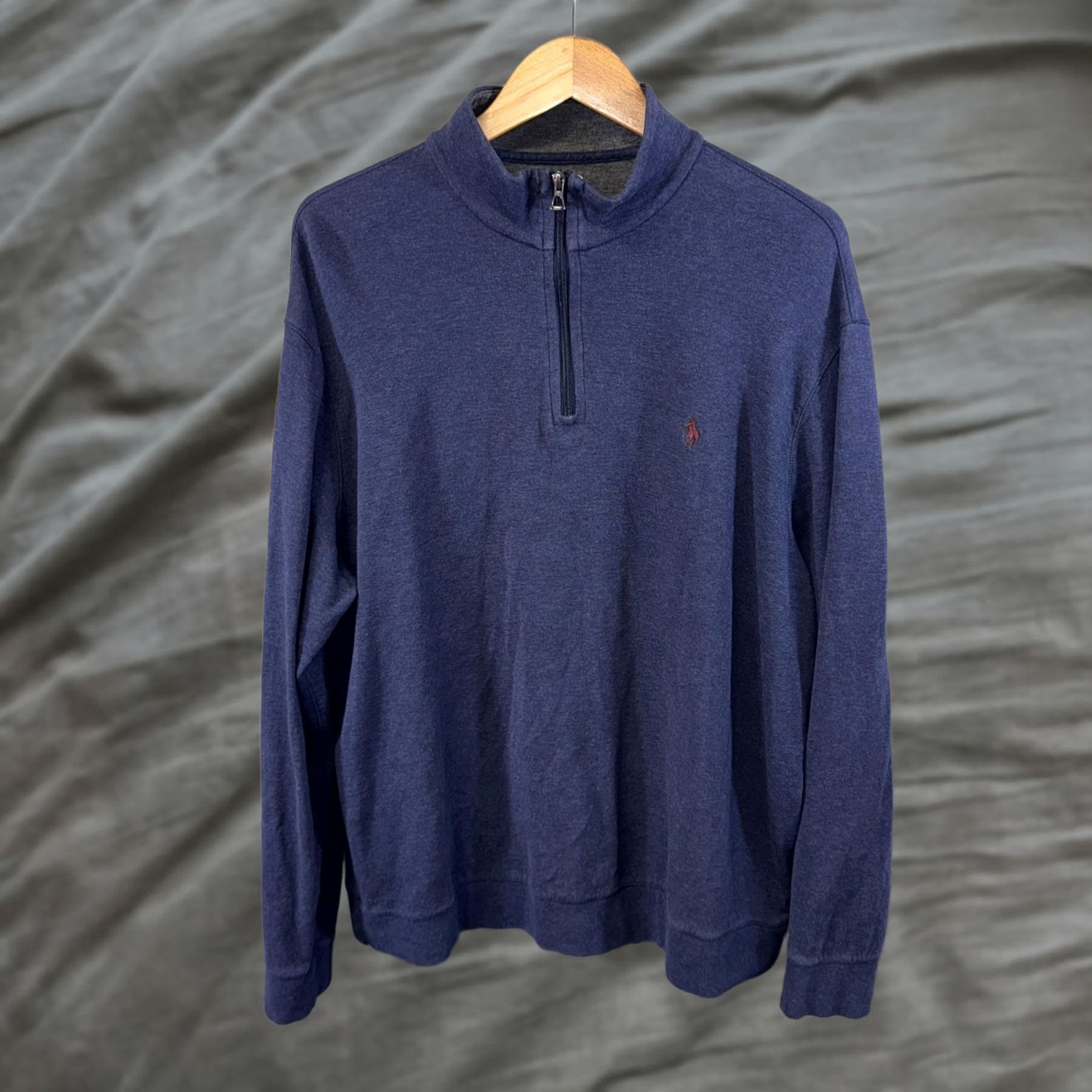Polo Ralph Lauren Polo Ralph Lauren Sweater Mens XL Blue Mock Neck Quarter Zip Pullover Pony Logo Size US XL / EU 56 / 4 - 1 Thumbnail