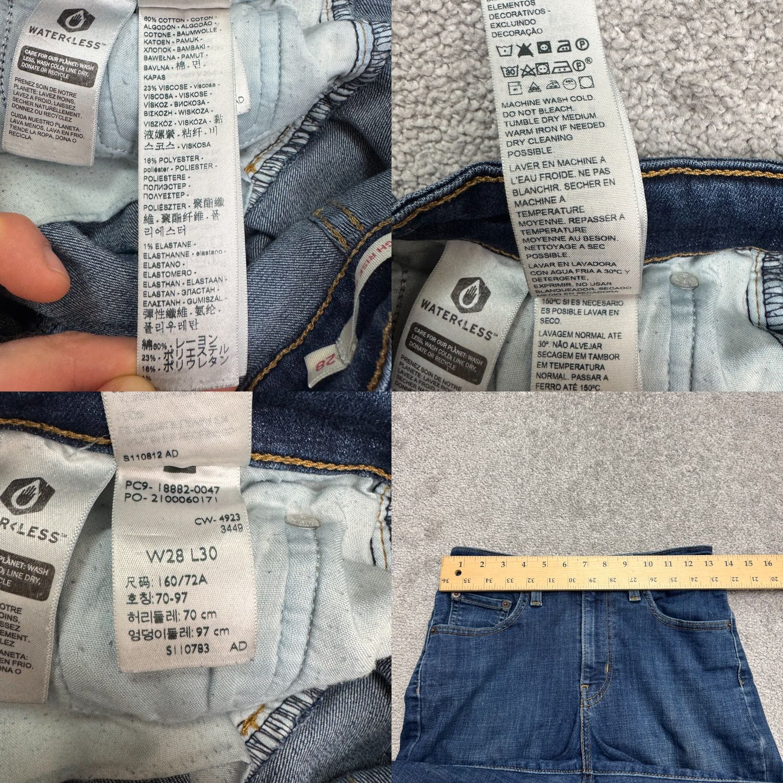 Levi's Levi's 721 High Rise Skinny Denim Jeans Womens 28x30 Blue Dark Wash Stretch Size 28" / US 6 / IT 42 - 9 Thumbnail