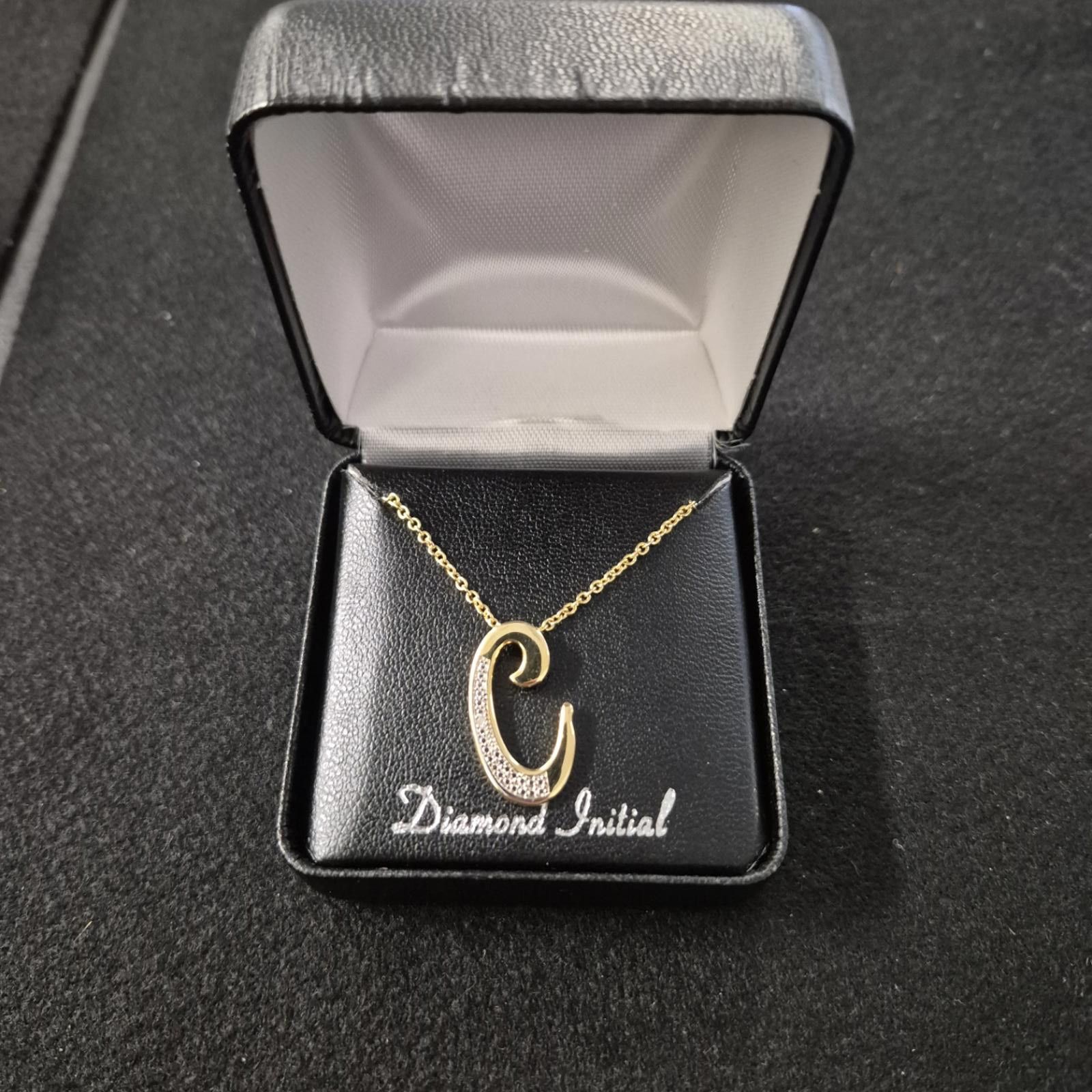 Macys Diamond Accent Initial Pendant Necklace in Gold Plate - C Size ONE SIZE - 3 Thumbnail