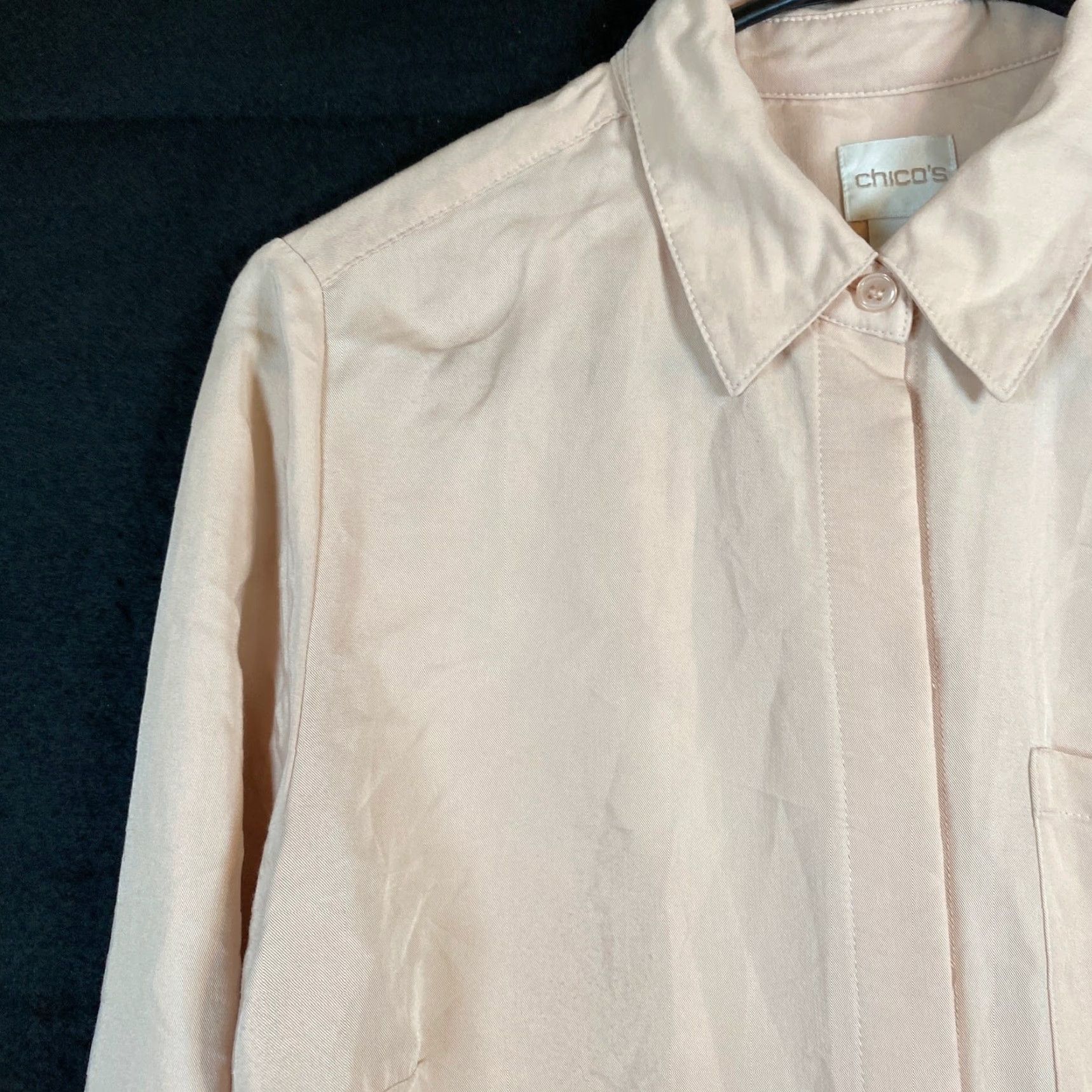 Vintage Chicos Womens Shirt Light Peach Oversized Collared Button Down Roll Sleeve 0 Size S / US 4 / IT 40 - 4 Thumbnail