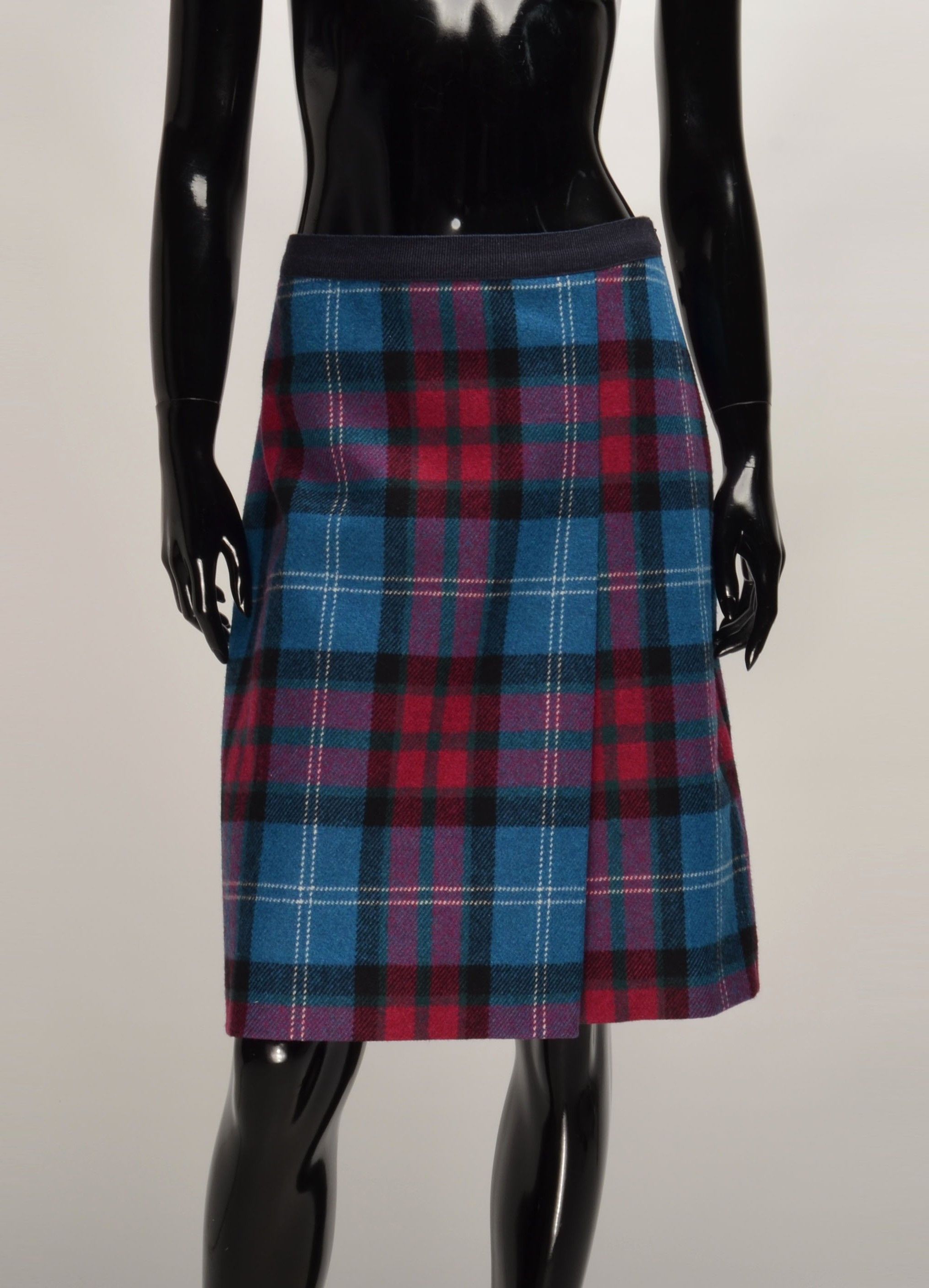 Weekend Max Mara Plaid Wool Blend A-Line Skirt