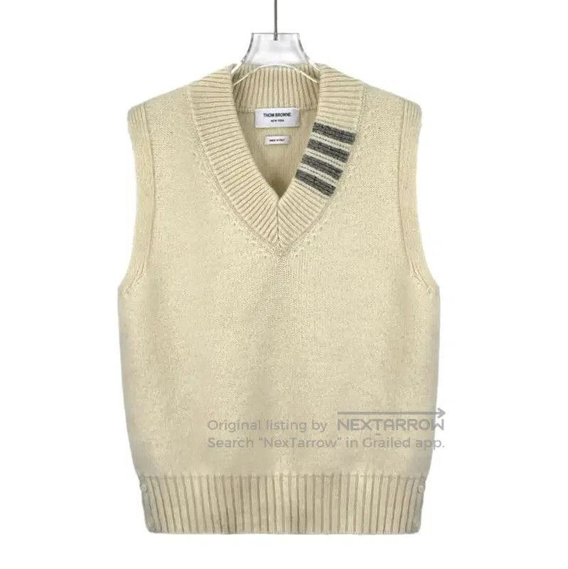 Thom Browne Thom Browne Beige Wool Sleeveless Sweater . Size US M / EU 48-50 / 2 - 1 Thumbnail