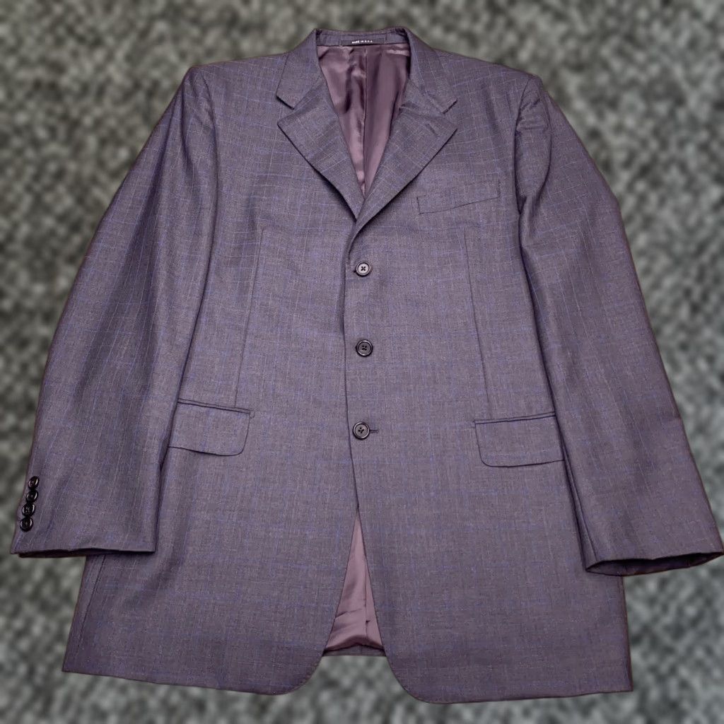 Madison Hickey Freeman Madison Suit Jacket Gray Check Wool Blazer 44 Long Mens Regular Notch Double-Vented Two-Button Front Vintage? (No) Size 44R - 1 Thumbnail