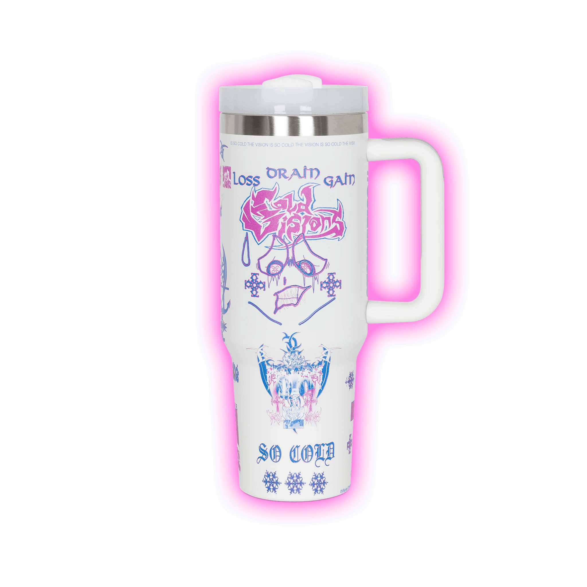 Drain Gang Bladee cold visions white tumbler Size ONE SIZE - 2 Thumbnail