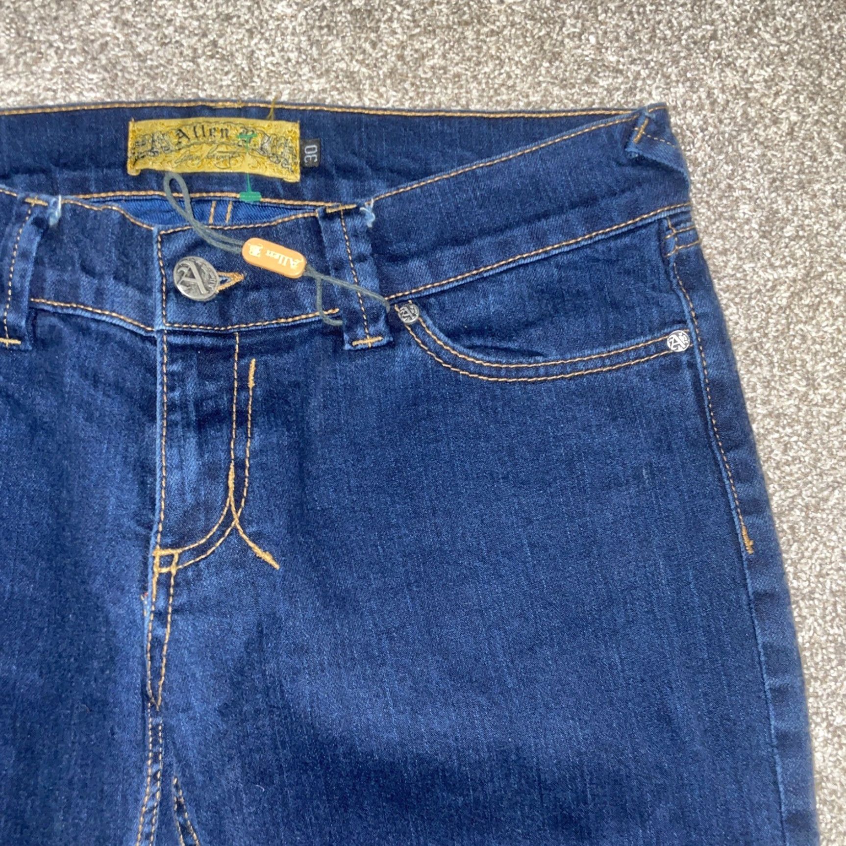 Vintage ALLEN B Jeans Men 34x32 Dark Blue Straight Denim Jeans Size US 34 / EU 50 - 2 Thumbnail