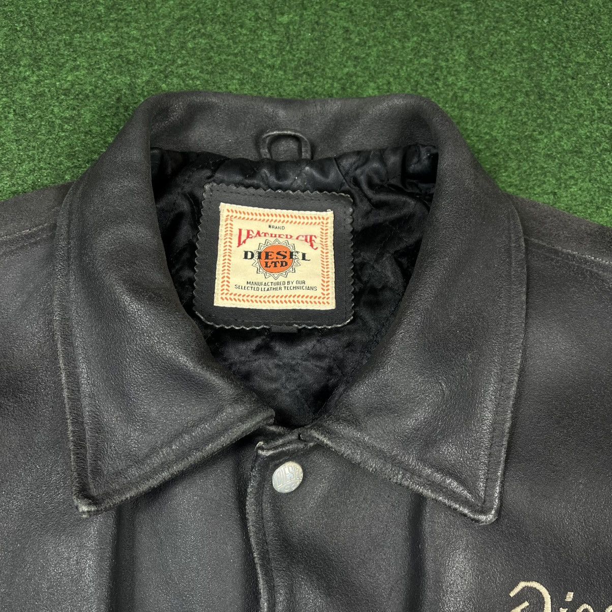 Diesel Vintage 90’s Diesel Leather Bomber Jacket Embroidered Logo Size US M / EU 48-50 / 2 - 4 Thumbnail