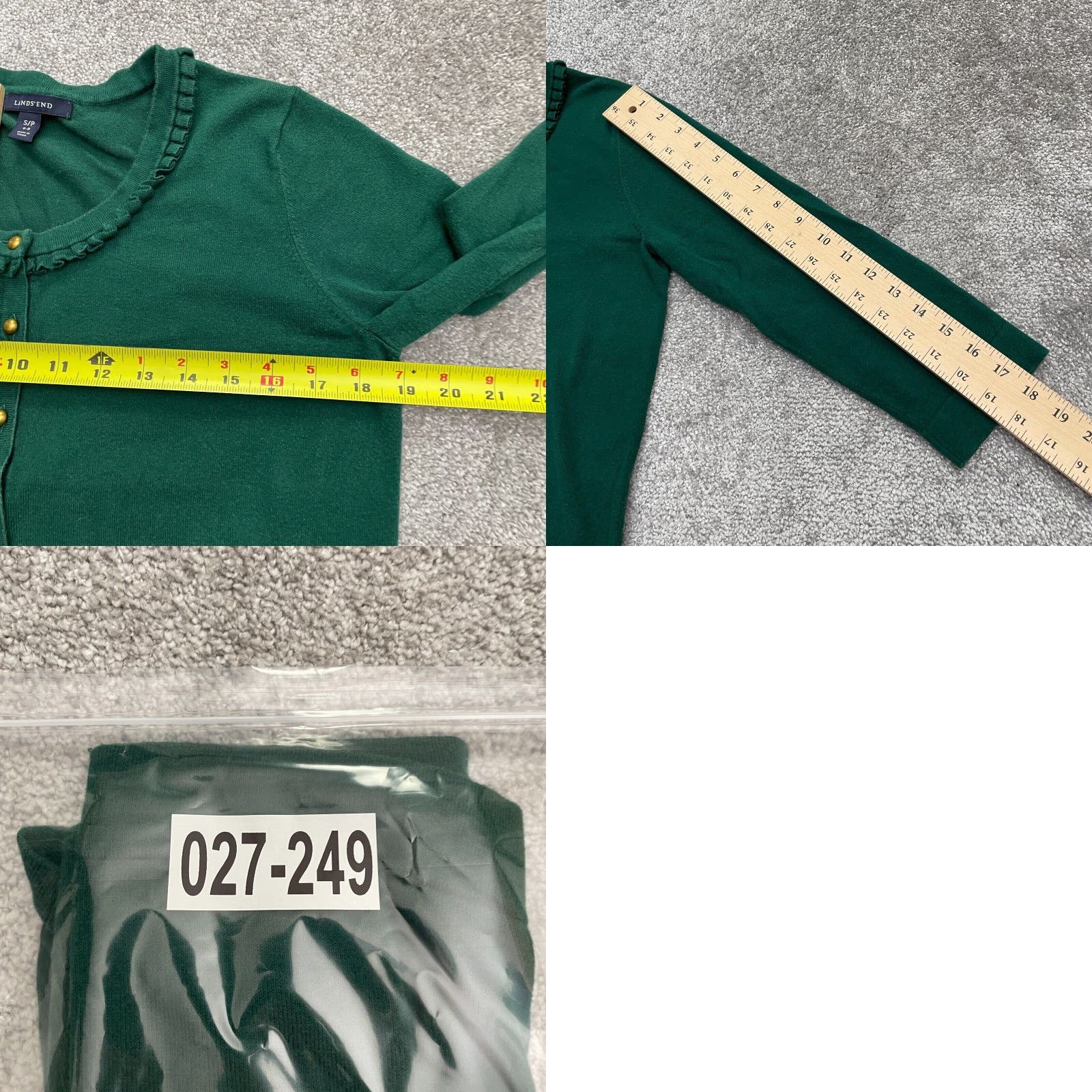 Lands' End Lands' End Cardigan Sweater Women S Green Knit Button Ruffle Classic Size S / US 4 / IT 40 - 8 Thumbnail