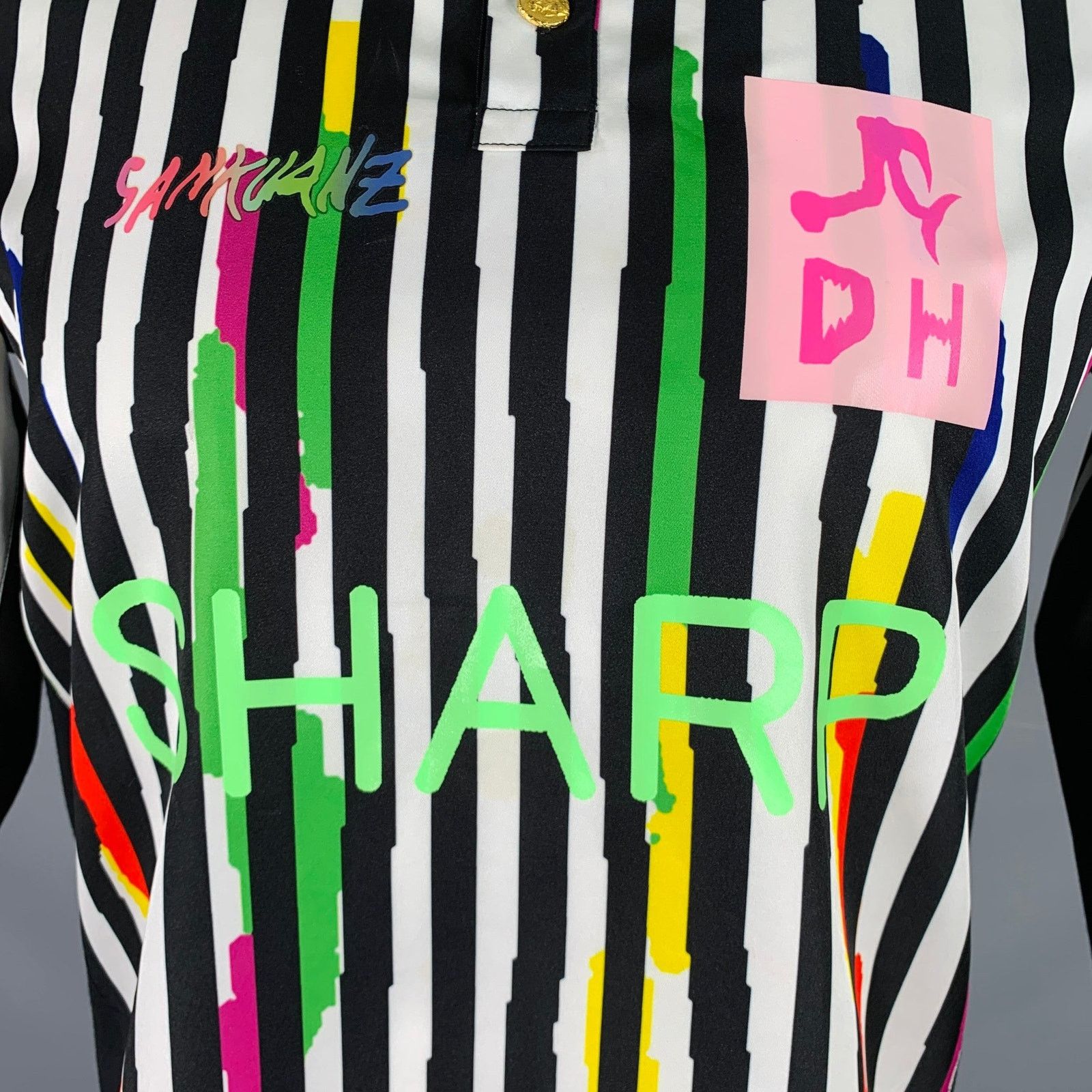 Sankuanz Size M Black White Multi Color Stripe Long Sleeve Shirt Size US M / EU 48-50 / 2 - 3 Thumbnail