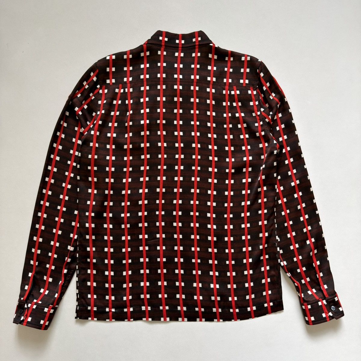 Wales Bonner ‘Relief’ Brown + Red Patterned Zip Shirt Size US M / EU 48-50 / 2 - 15 Thumbnail