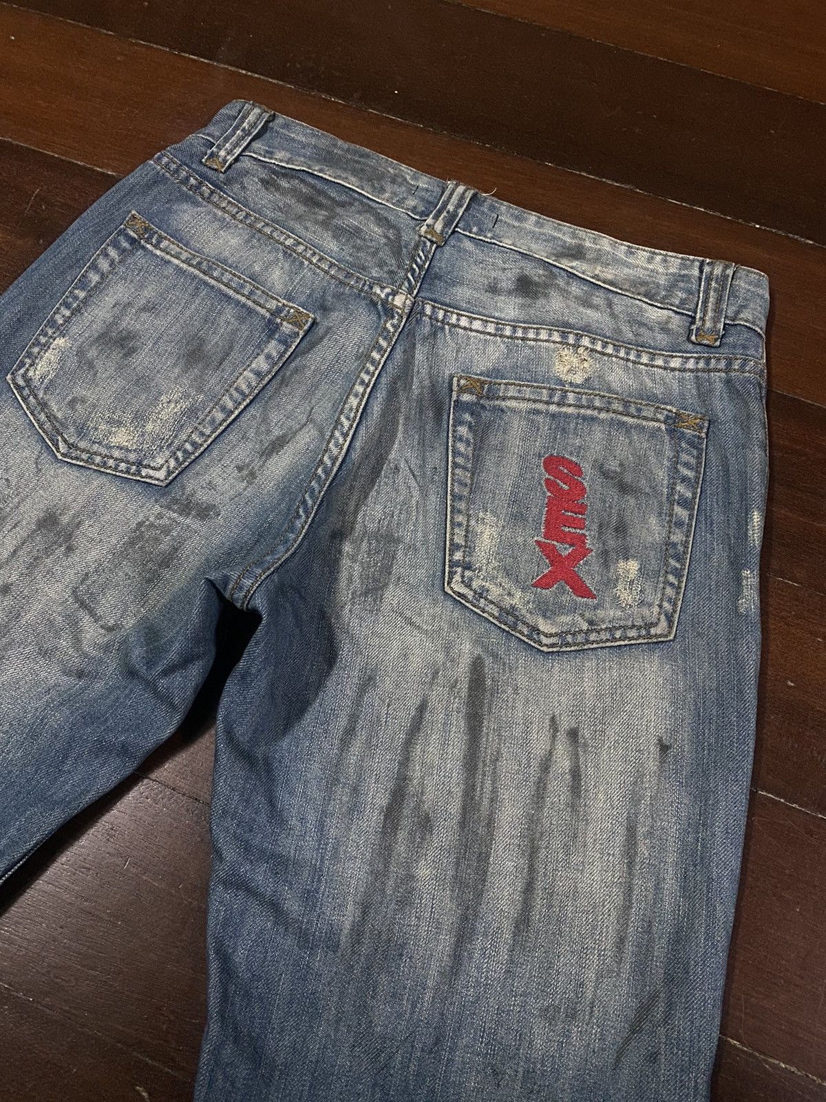 DOLCE & GABBANA SEX FLARE JEANS DISTRESSED RIPPED SPLATED