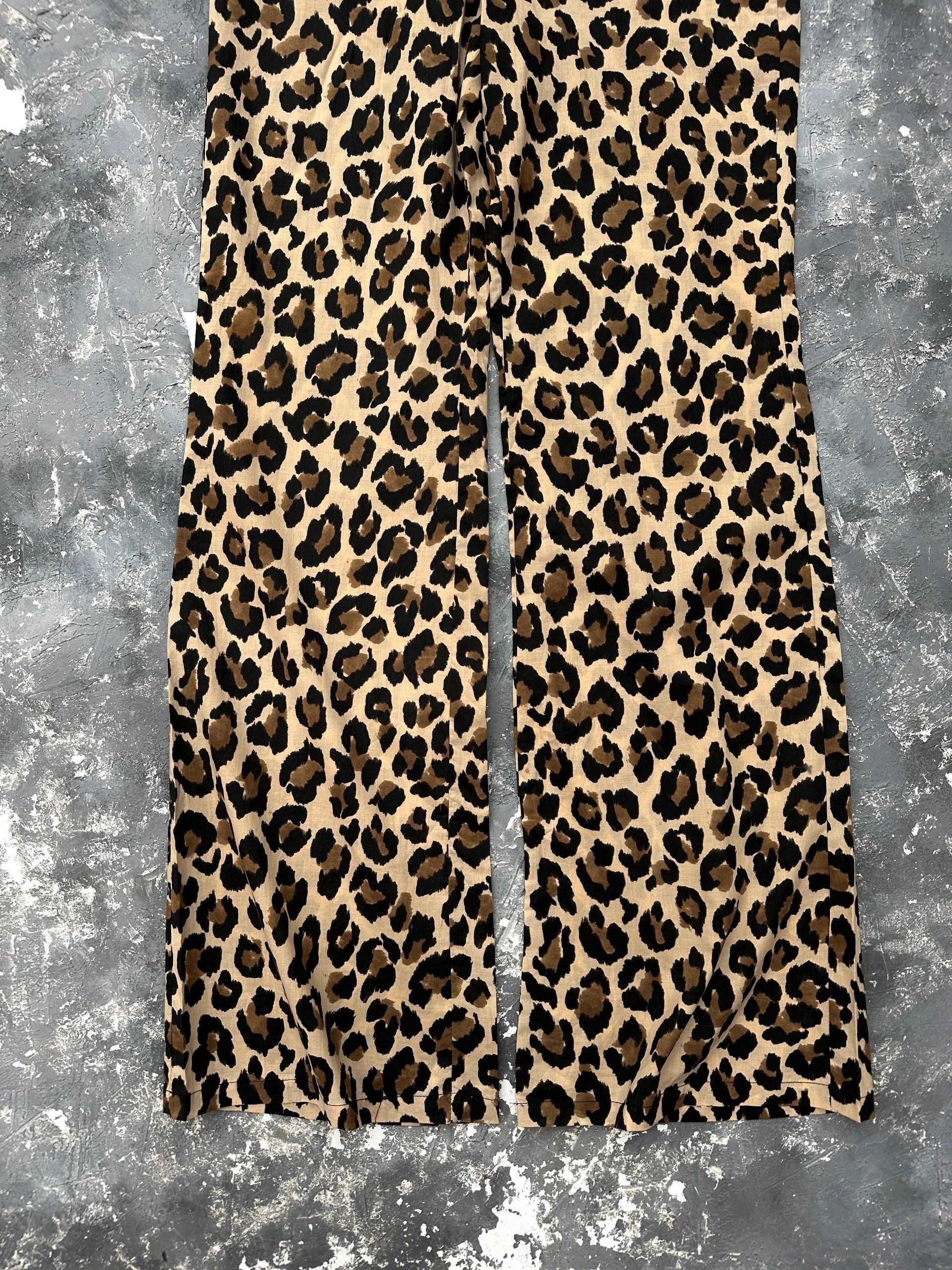 Zara zara leopard animal print flared low rise pants Size 28" / US 6 / IT 42 - 3 Thumbnail