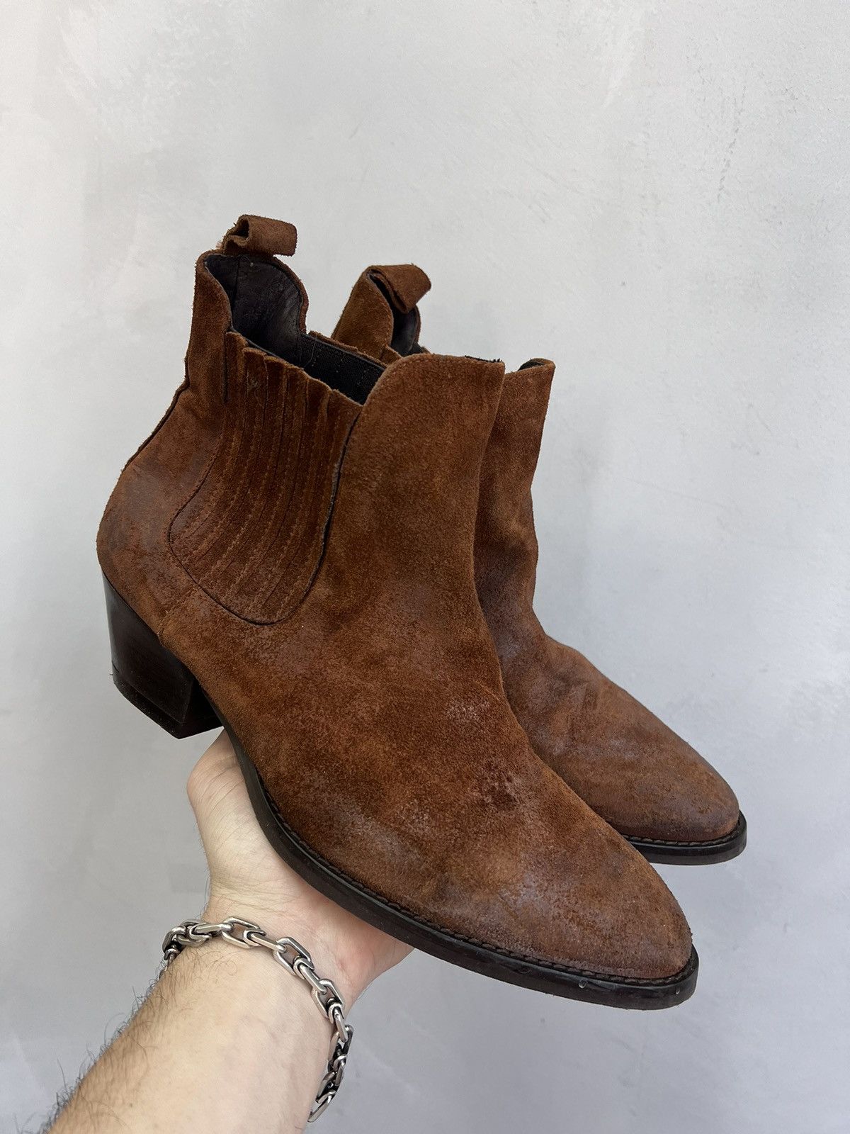 14th Addiction × KMRii Leather JAPANESE HIGH AVANT-GARDE Boots RICK OWENS STYLE Size US 7.5 / EU 40-41 - 1 Thumbnail