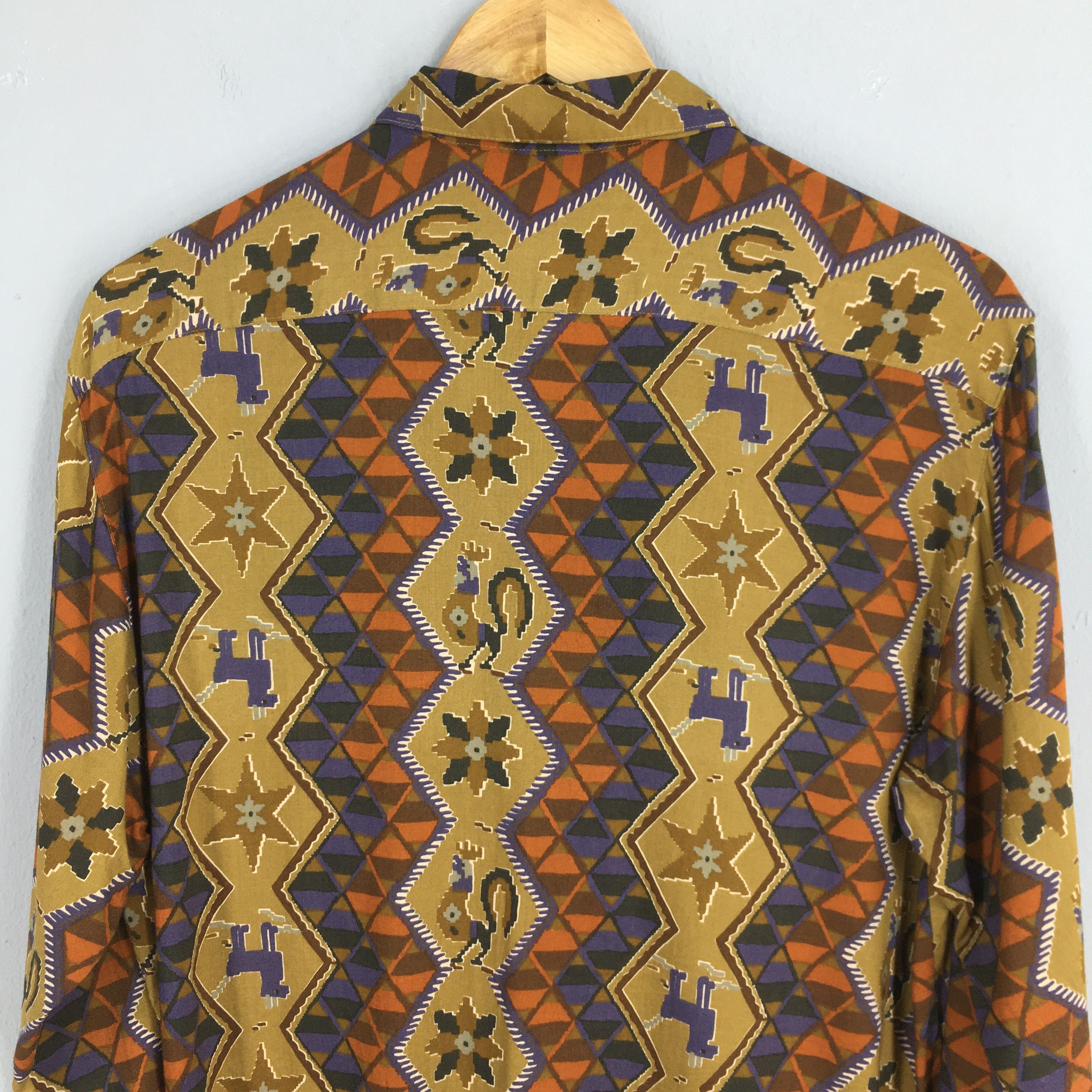 Vintage Vintage 1980's Tribal Navajo Pattern Party Shirt Medium Size US M / EU 48-50 / 2 - 8 Thumbnail