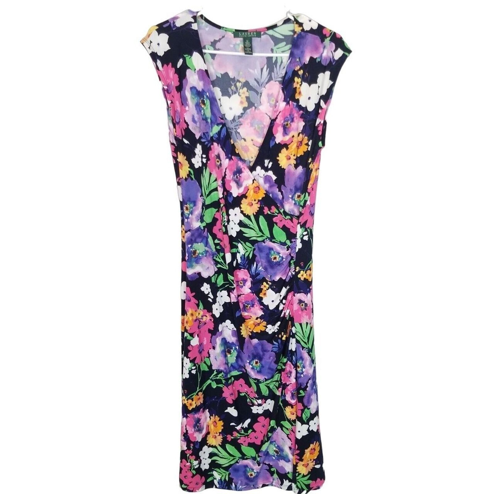Lauren Ralph Lauren Lauren Ralph Lauren Floral Cap Sleeve Surplice Sheath Dress Size M / US 6-8 / IT 42-44 - 1 Thumbnail