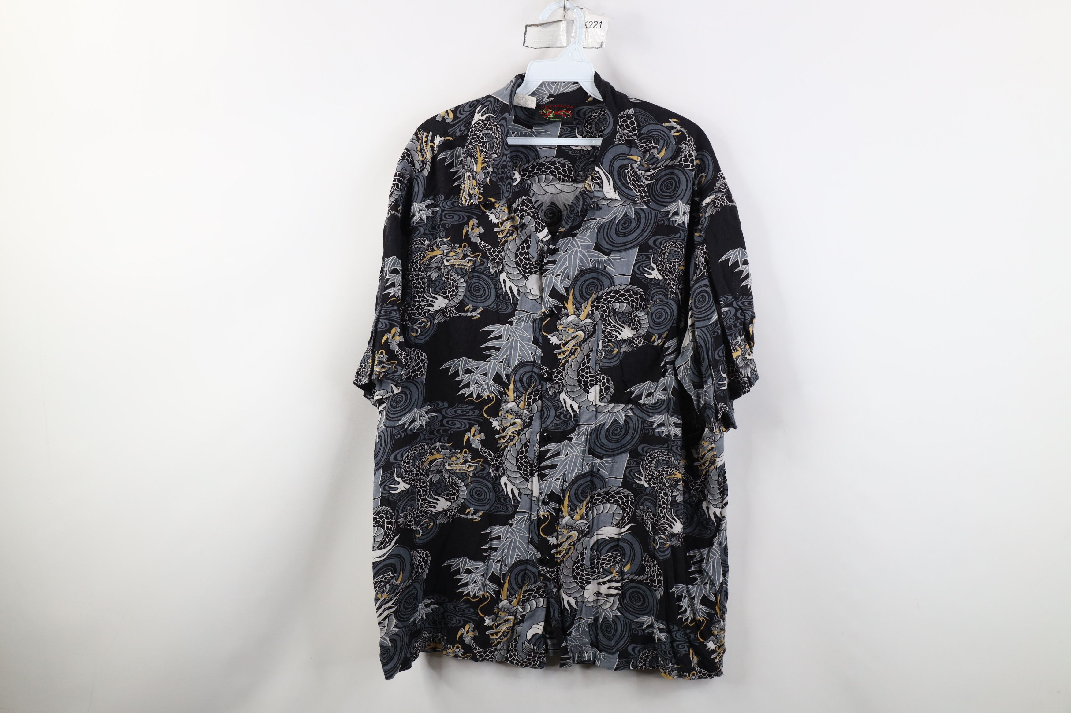 Vintage Vintage 90s Streetwear Gabardine Dragon Casino Button Shirt Size US XL / EU 56 / 4 - 1 Thumbnail