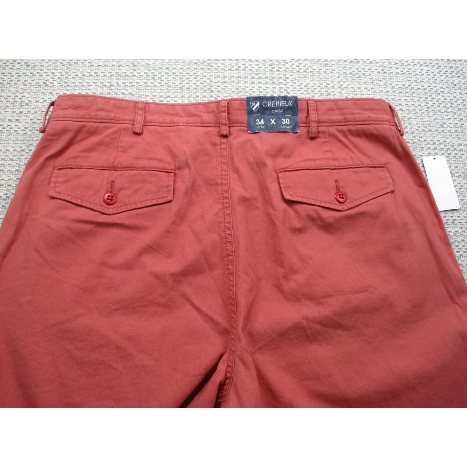 Cremieux Cremieux Classics Mens Pants Chino 34x30 Comfort Stretch Flat Front Pink 90s Logo City Preppy Vintage No Size US 34 / EU 50 - 3 Thumbnail