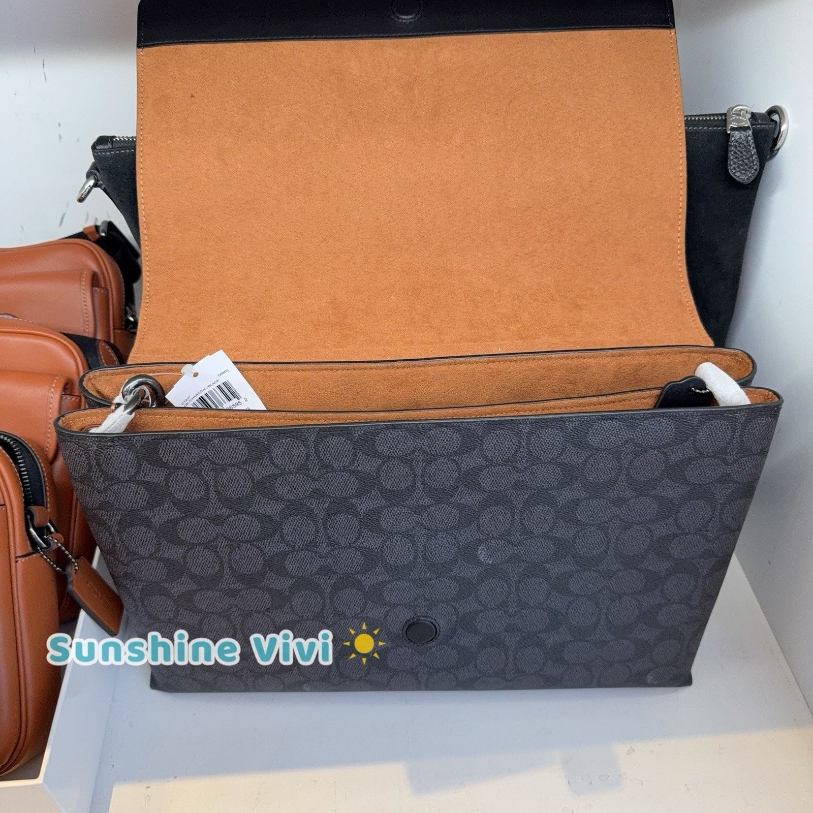 Coach NWT COACH Caleb Messenger Bag Canvas CY837 Charcoal/Black Size ONE SIZE - 4 Thumbnail