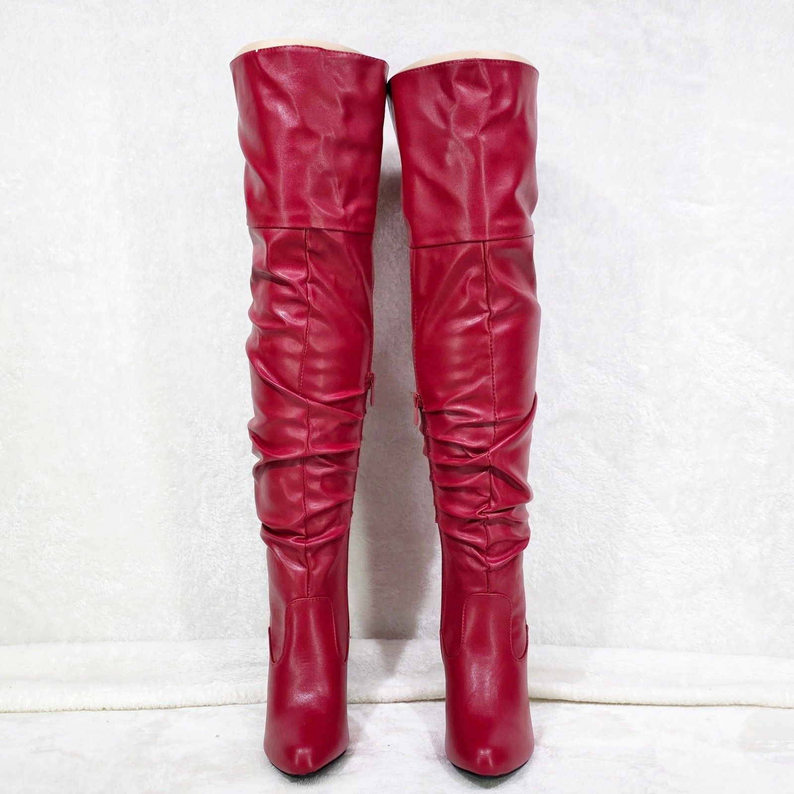 Other Victoria Red Over The Knee Slouch Scrunch Thigh Boots High H Size US 6.5 / IT 36.5 - 5 Thumbnail