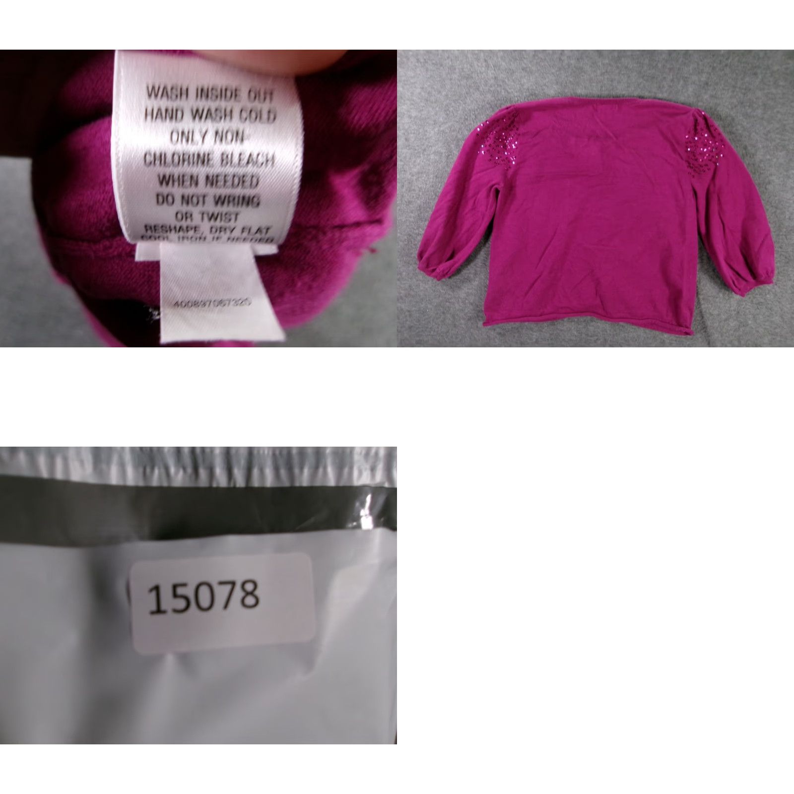 Vintage Apt9 Cardigan Womens L Sequined Embellished Button Front Crew Neck Magenta Size L / US 10 / IT 46 - 8 Thumbnail