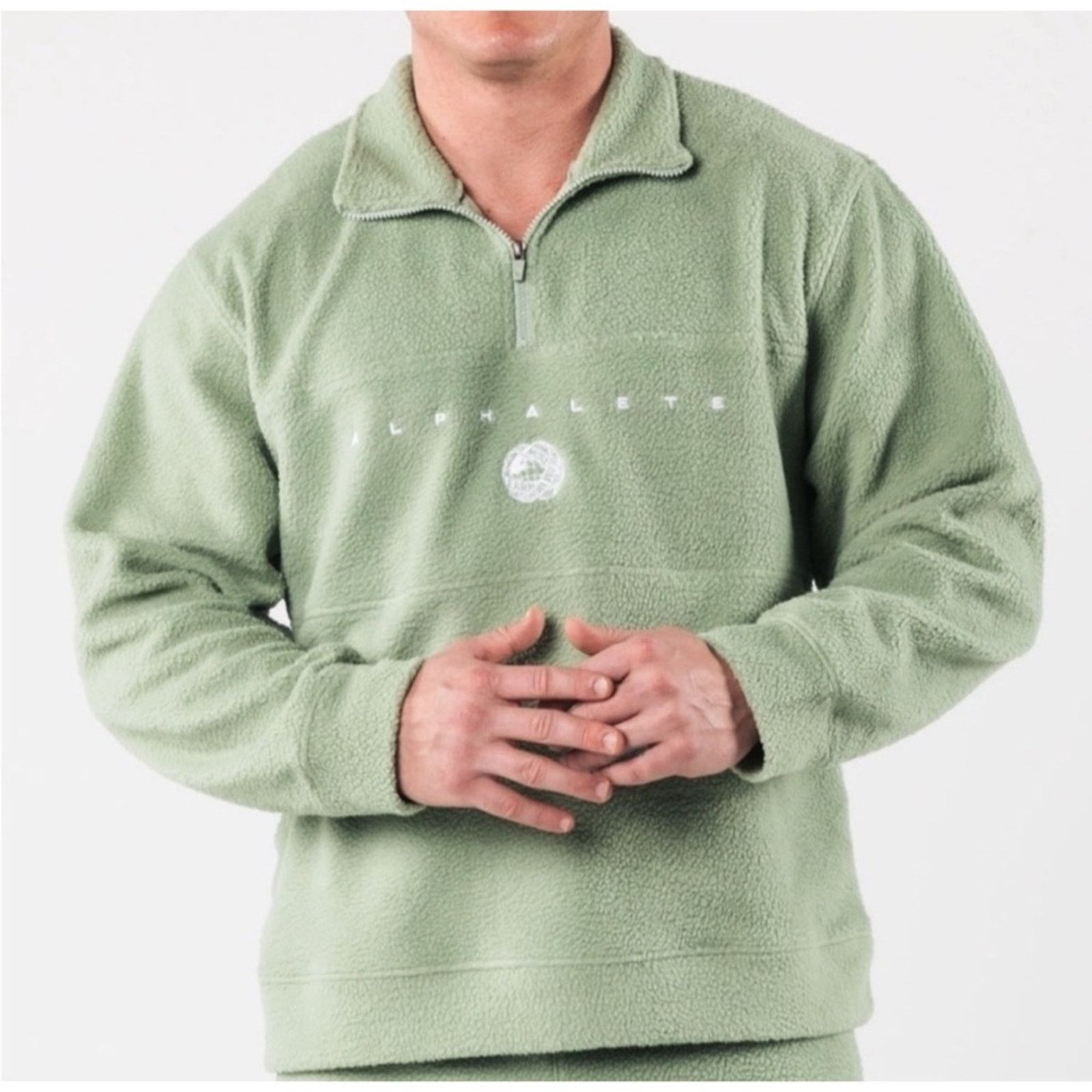 Alphalete Athletics ALPHALETE King Quarter Zip Fleece Sweatshirt Light Green M Size US M / EU 48-50 / 2 - 1 Thumbnail
