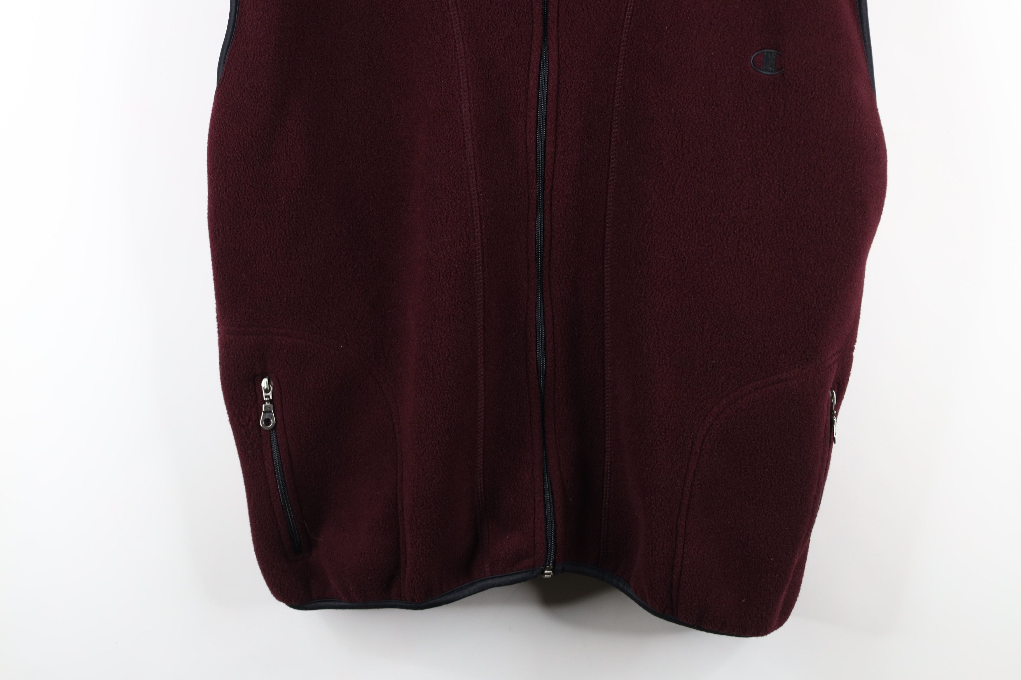 Champion × Vintage Vintage 90s Champion Logo Full Zip Fleece Vest Jacket Maroon Size US L / EU 52-54 / 3 - 3 Thumbnail