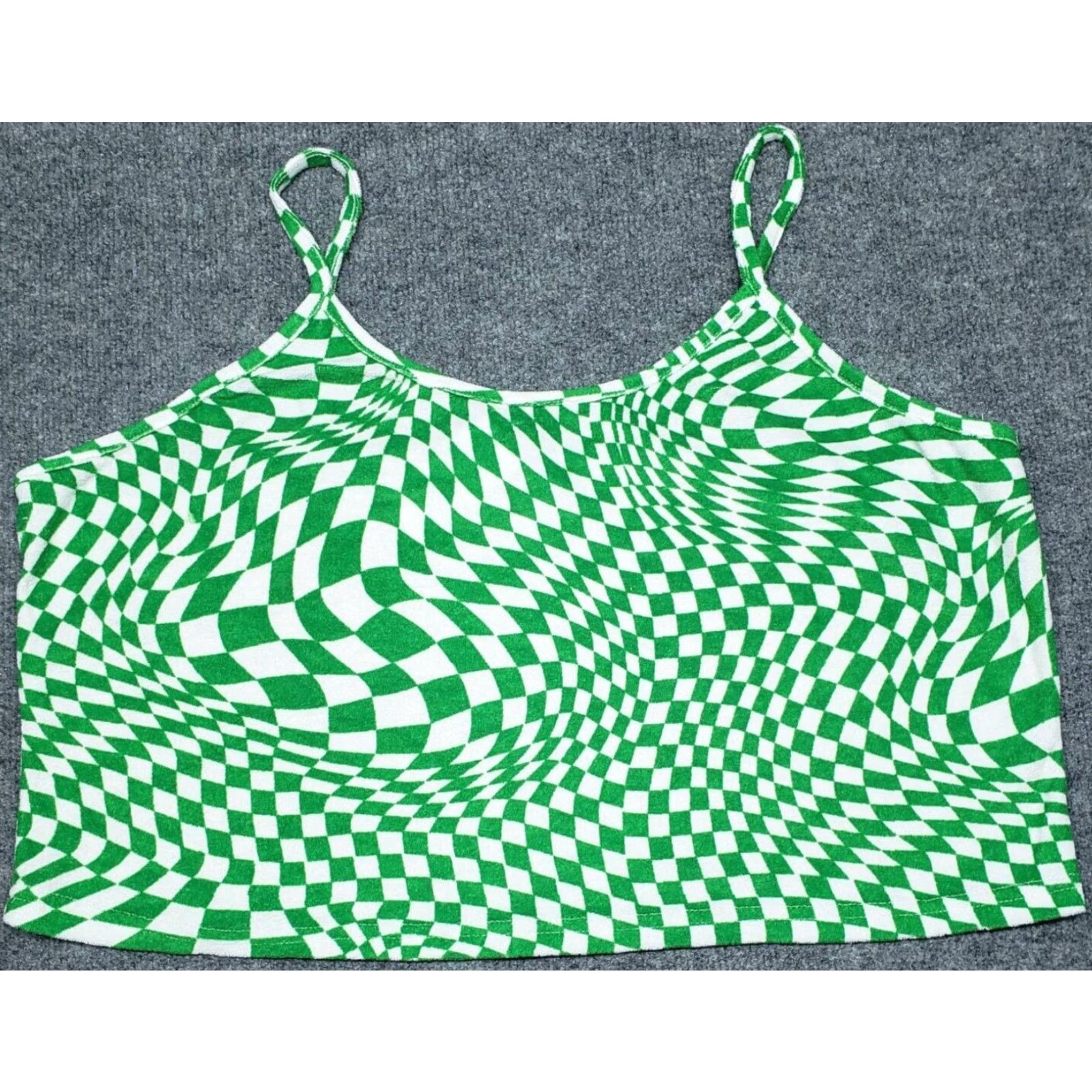 Vintage VINTAGE Rue21 Crop Top Womens Plus 4X Green White Checkered Spaghetti Strap Terry New Size XXL / US 16-18 / IT 52-54 - 2 Thumbnail