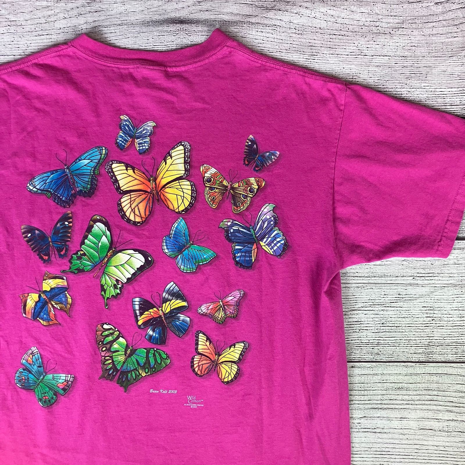 Anvil × Vintage Vintage 2003 Butterflies Double Sided Nature T-shirt Size US L / EU 52-54 / 3 - 2 Thumbnail