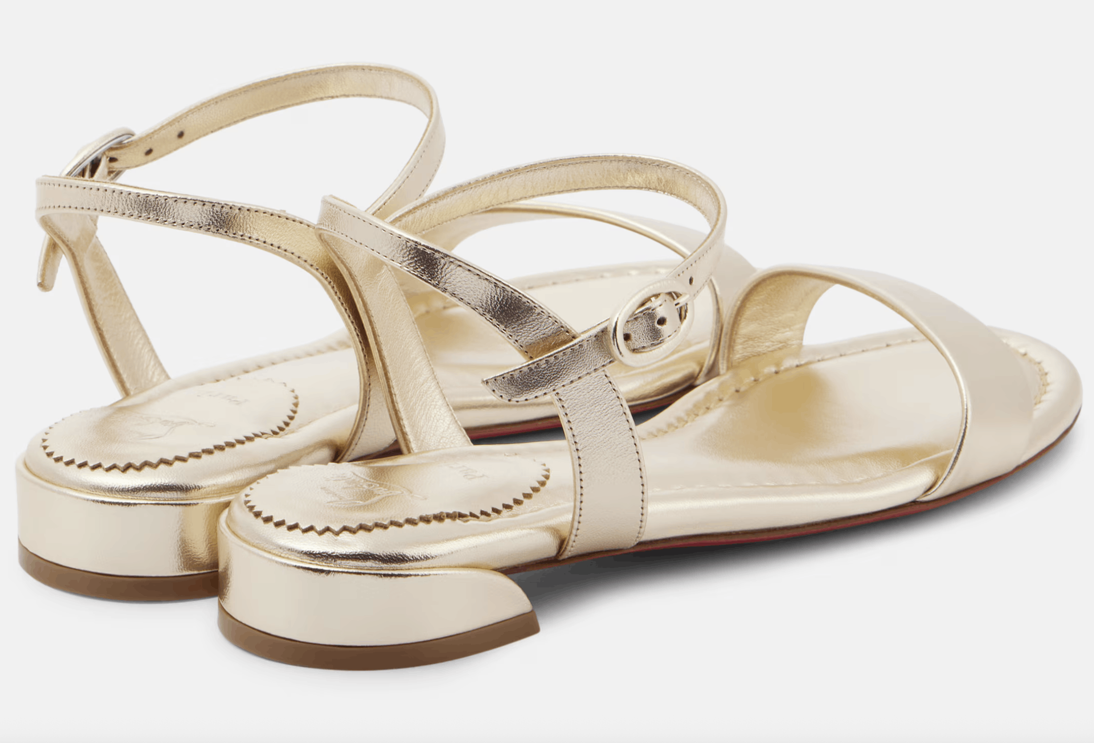 Christian Louboutin Sweet Jane Sandal Flat Platine Gold Leather Ankle Strap 41 Size US 11 / IT 41 - 16 Thumbnail