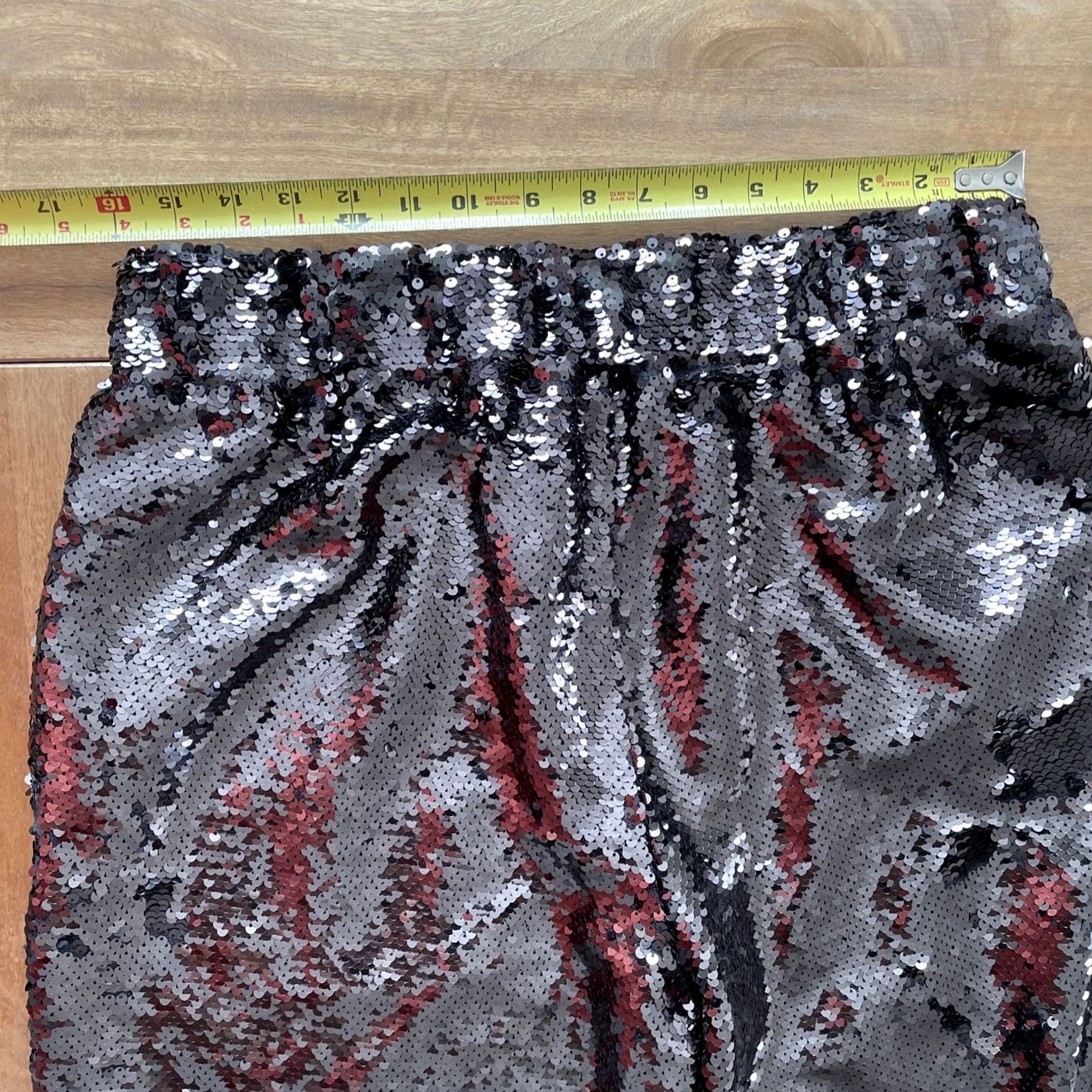 Loft LOFT Sequin Jogger Pants Women's Large Petite Elastic Waist Tapered Pockets Black High Rise Geometric Pattern Party Casual Travel Size 36" / US 14 / IT 50 - 6 Thumbnail